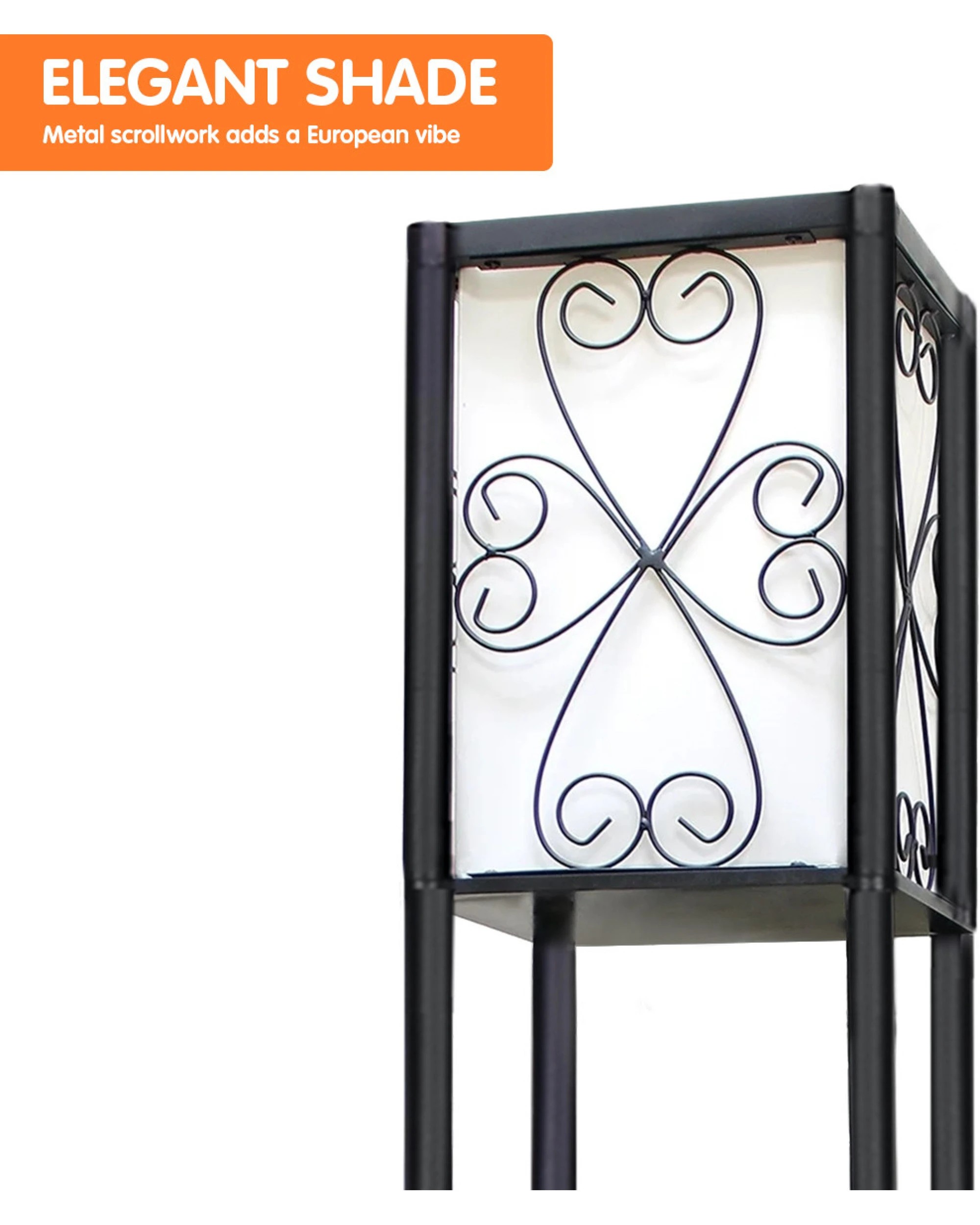 4 Sarantino Metal Etagere Floor Lamp With Wine Holder Shelf, 4 of 6