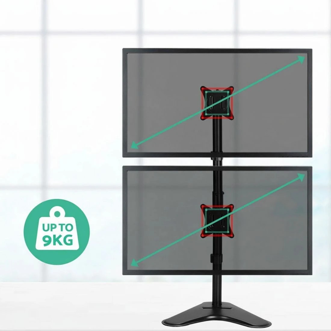 6 Artiss Monitor Arm Stand Dual Mount HD LED TV Bracket Holder Freestanding - Black, 6 of 7