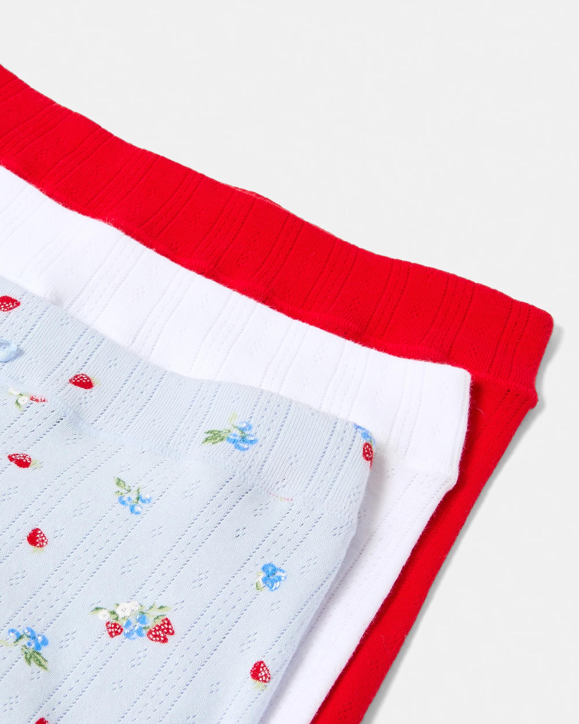 2 3 Pack Pointelle Boyleg Shorties Fruits, 2 of 2