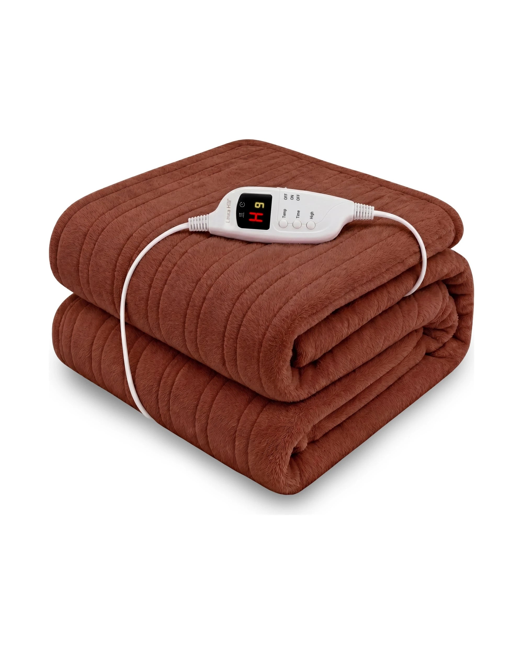 6 Laura Hill Electric Heated Blanket Throw Soft Coral Fleece 9 Heat Settings Machine Washable - Brown, 6 of 8