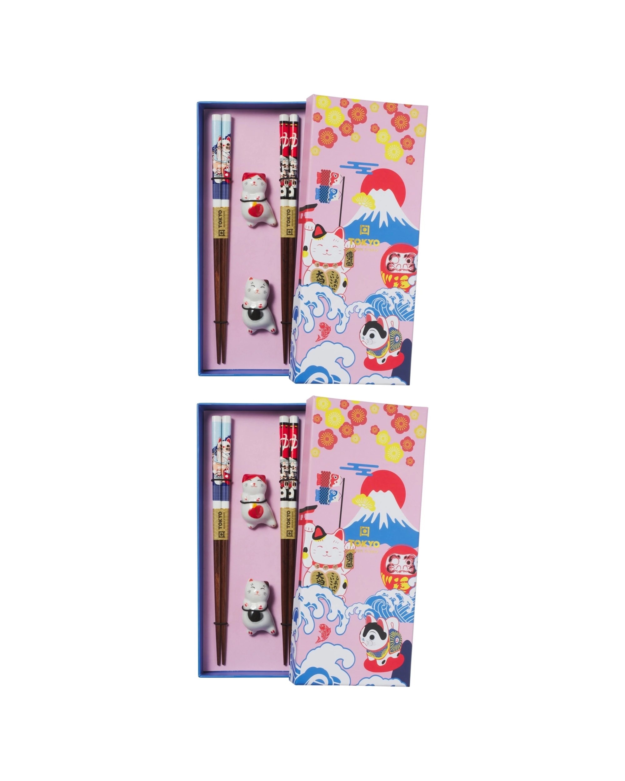 1 Tokyo Design 2x 4pc Chopstick Neko Cat Chopsticks with Rest - Multi, 1 of 6