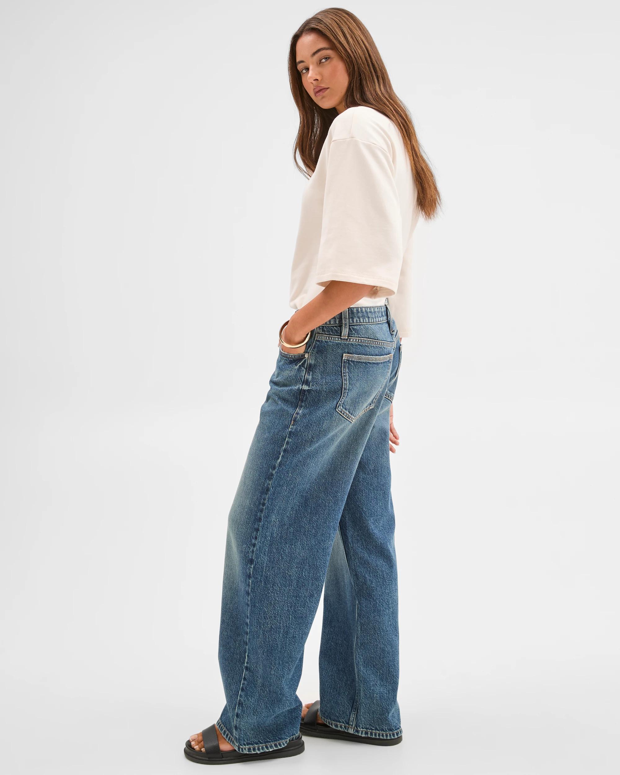 4 Lily Loves Denim Mid Rise Baggy Leg Jeans NAOMI BLUE, 4 of 6