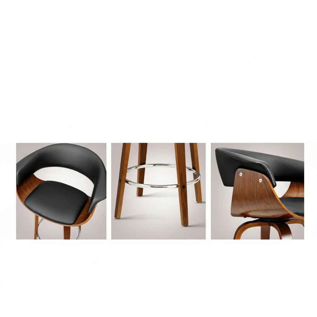 4 Artiss 2x Bar Stools Swivel PU Seat - Black, 4 of 6
