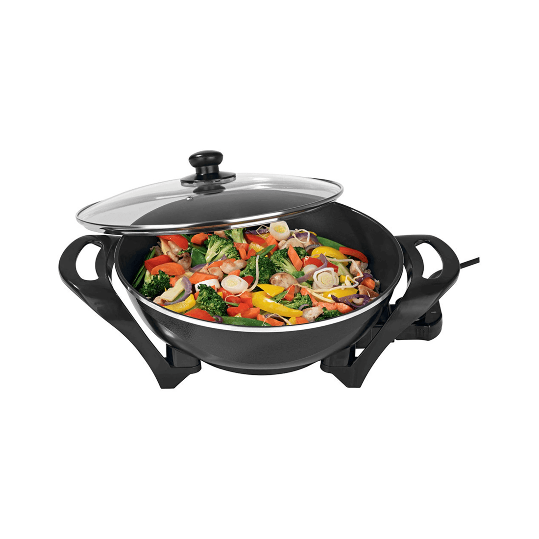 1 Lenoxx 4.5l 1500w Large Electric Wok/non-stick/stir-fry/cooking Pan/cooker - Black, 1 of 3