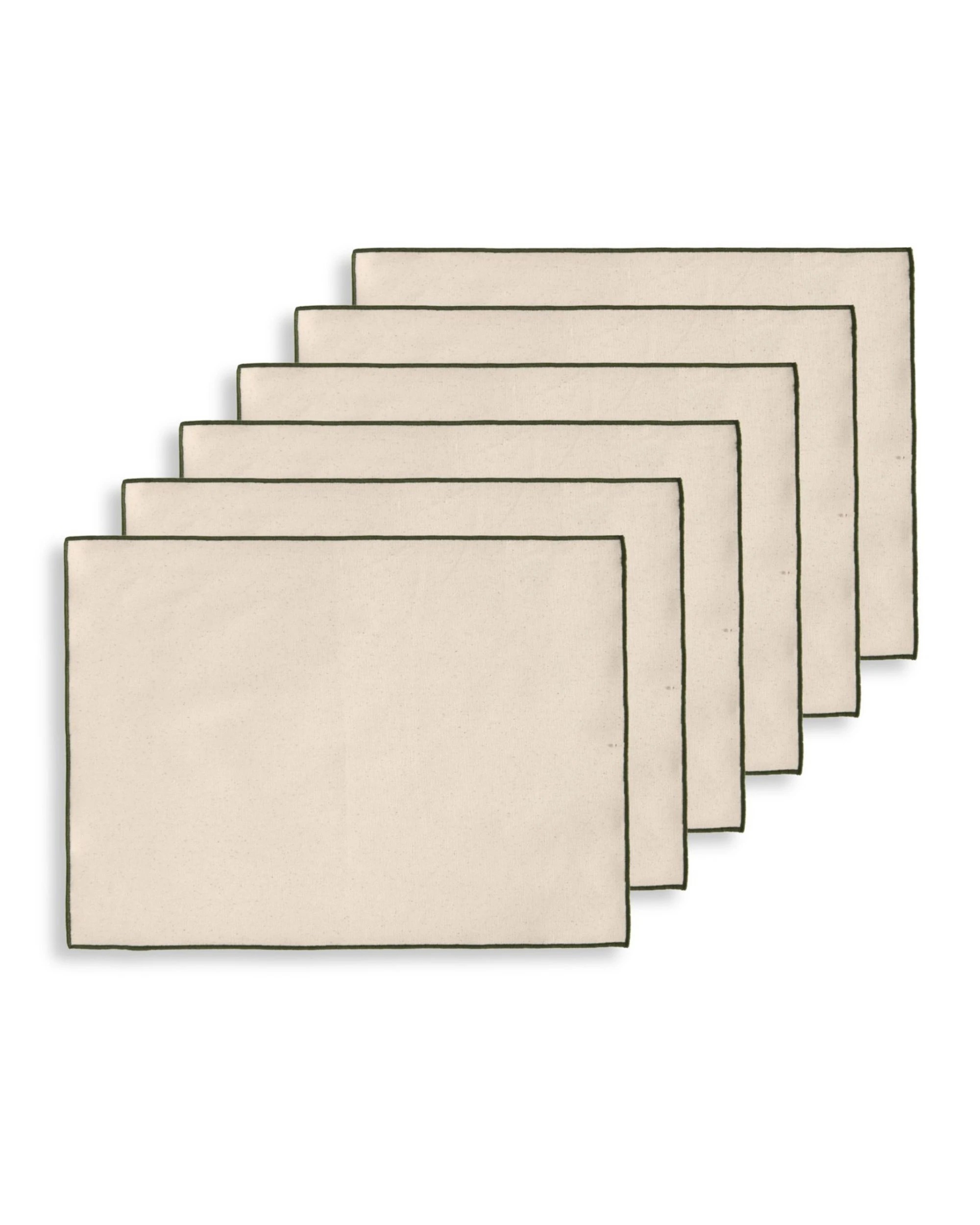 7 Cadence & Co. Harvest Table Runner with Set of 6 Placemats - Natural with Olive Edge, 7 of 10