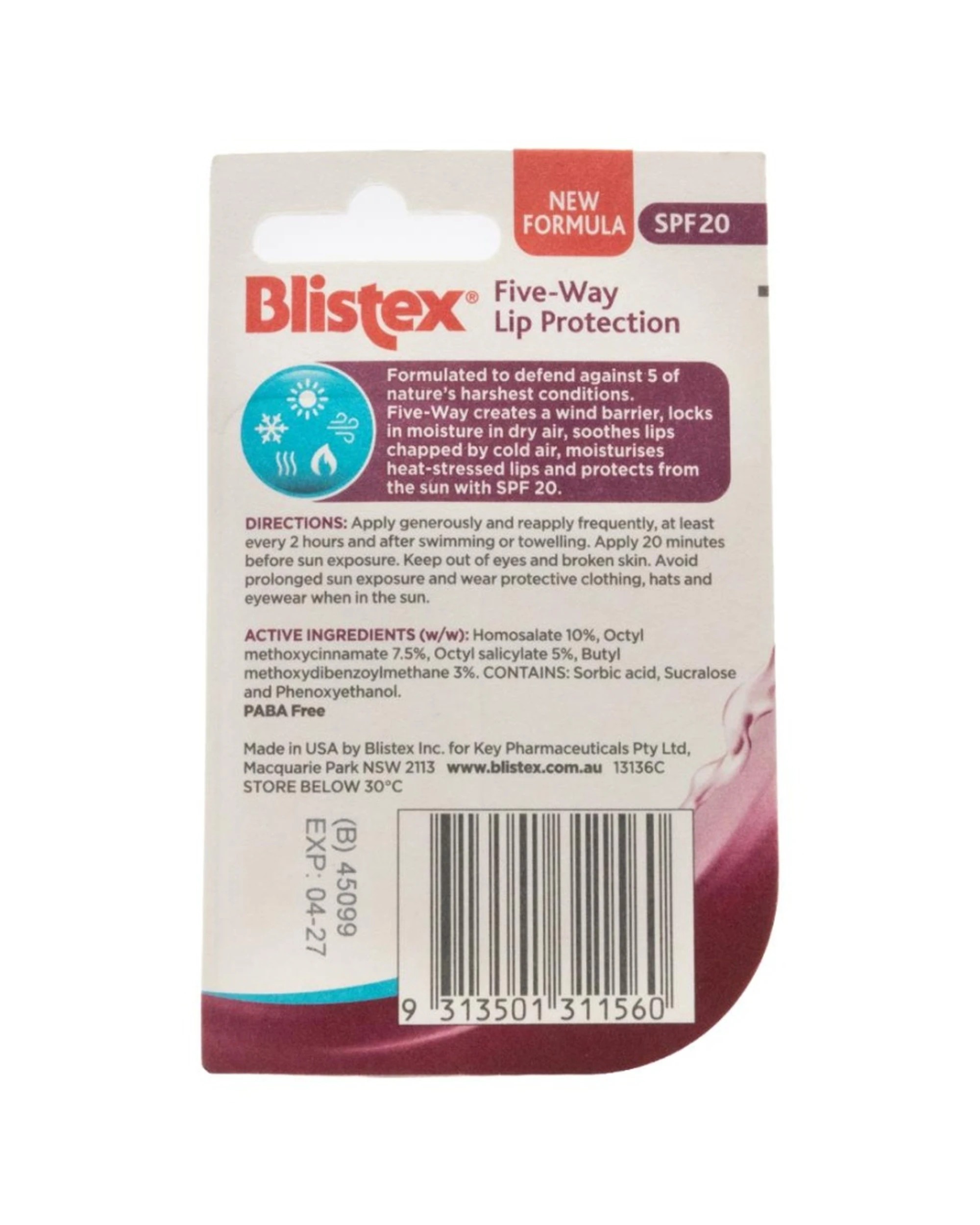 3 Blistex 6PK Lip Protection Five Way Protect Moisturise SPF20 4.25g - Multi, 3 of 3