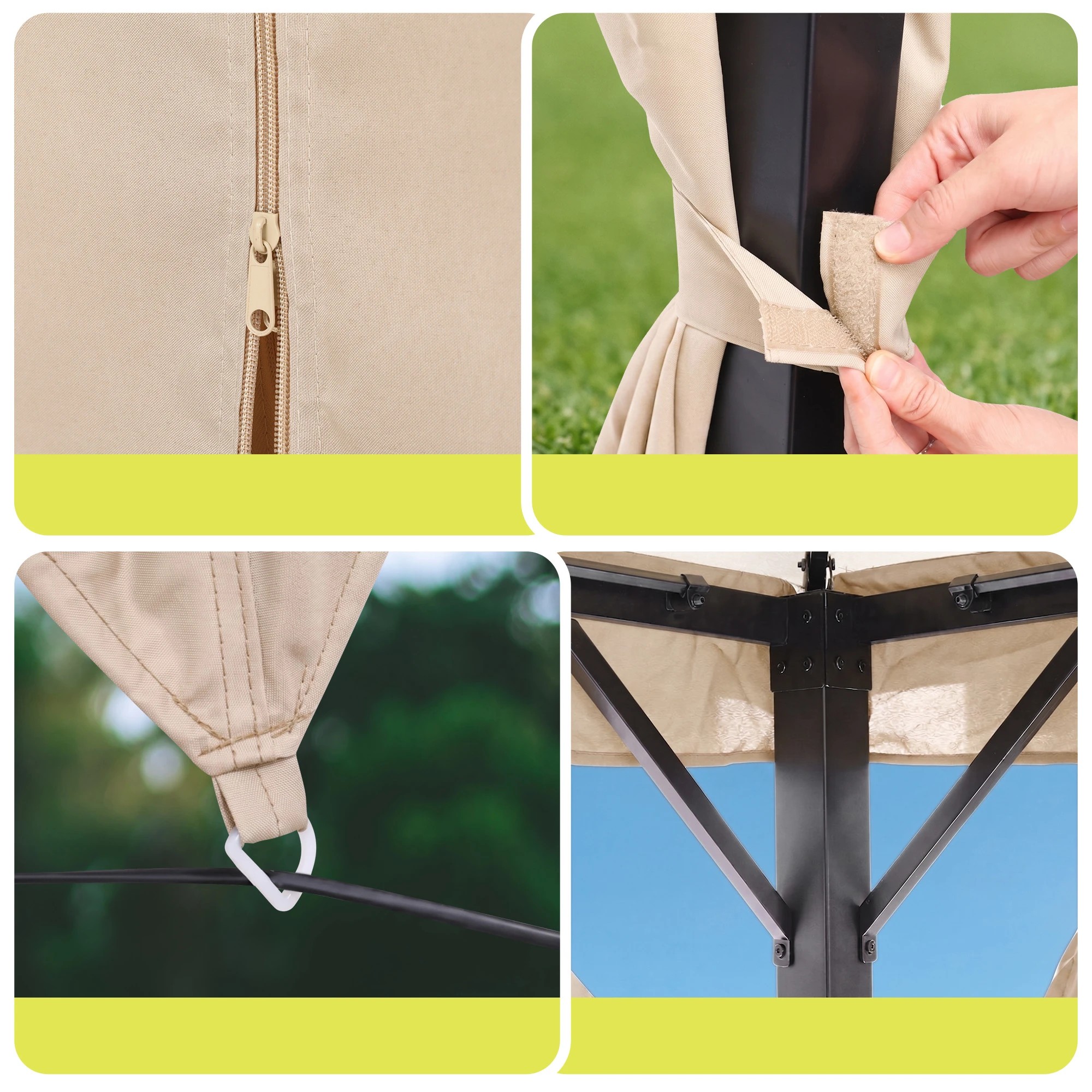 6 Instahut Gazebo 3x4m Canopy Outdoor Steel Frame Patio Tent Curtains Marquee - Beige, 6 of 7