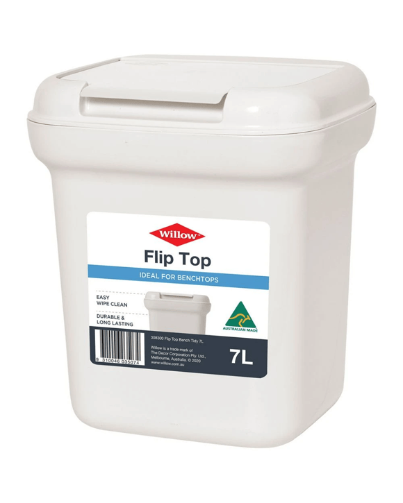 Willow Flip Top Bench Tidy Bin 7L Cream