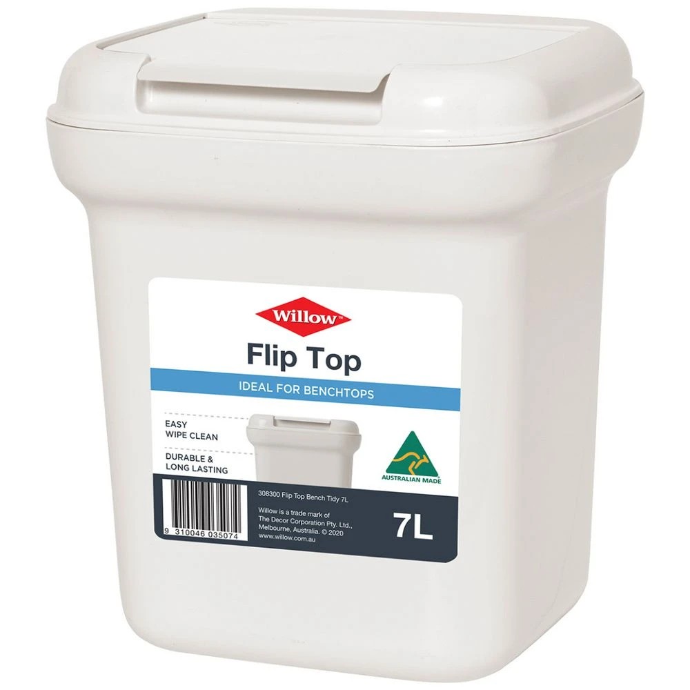 1 Willow Flip Top Bench Tidy Bin 7L Cream, 1 of 1