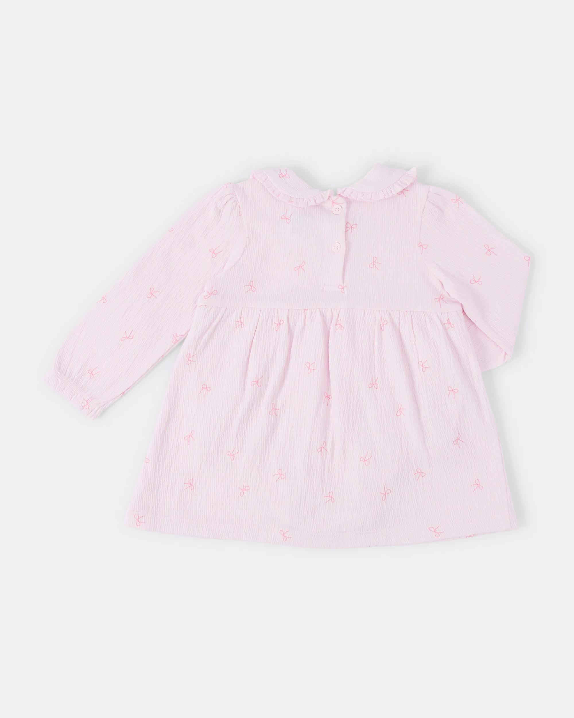 2 Long Sleeve Crinkle Bodysuit Dress Dtsy Bow, 2 of 4