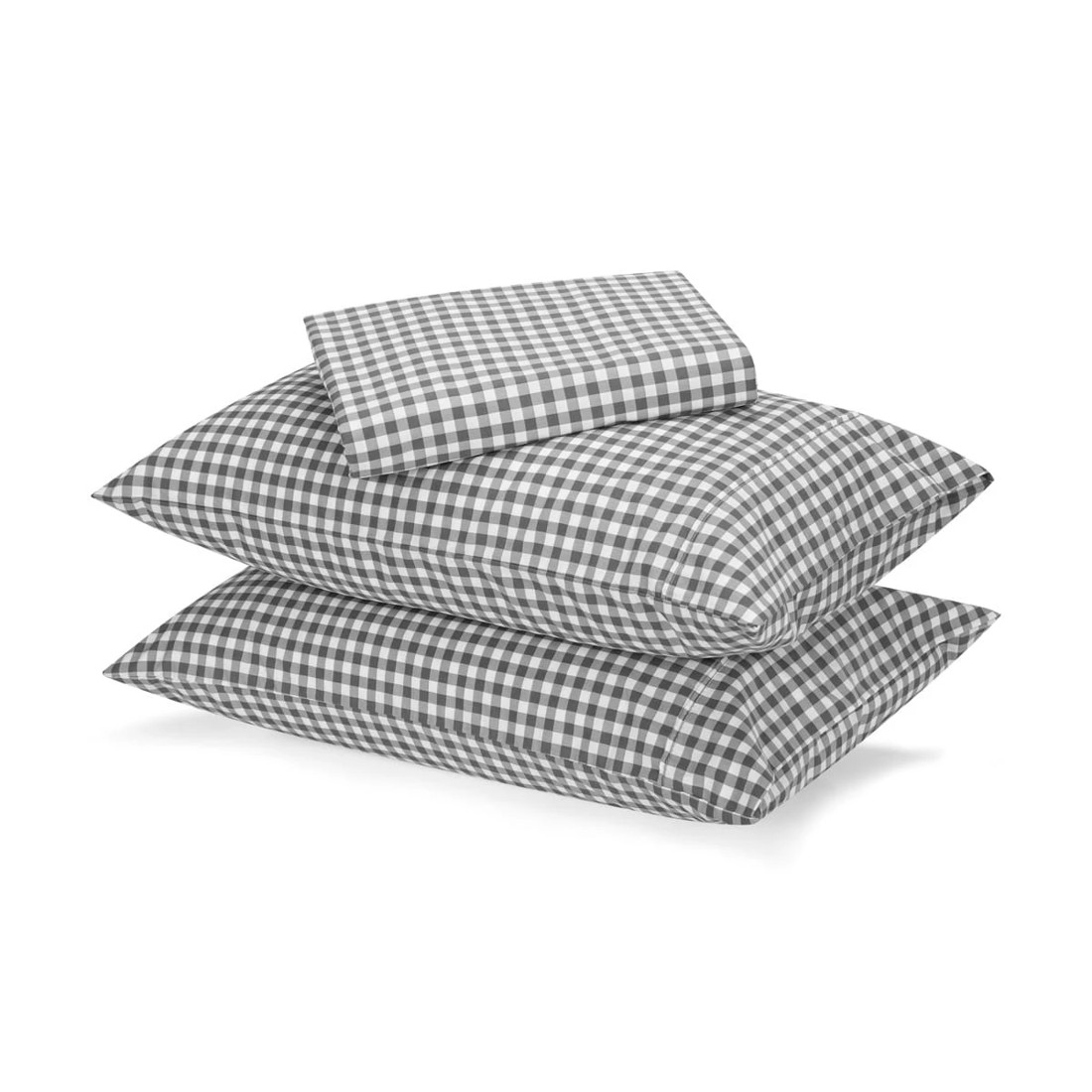 1 250 Thread Count Gingham Cotton Sheet Set - Double Bed, Grey, 1 of 7