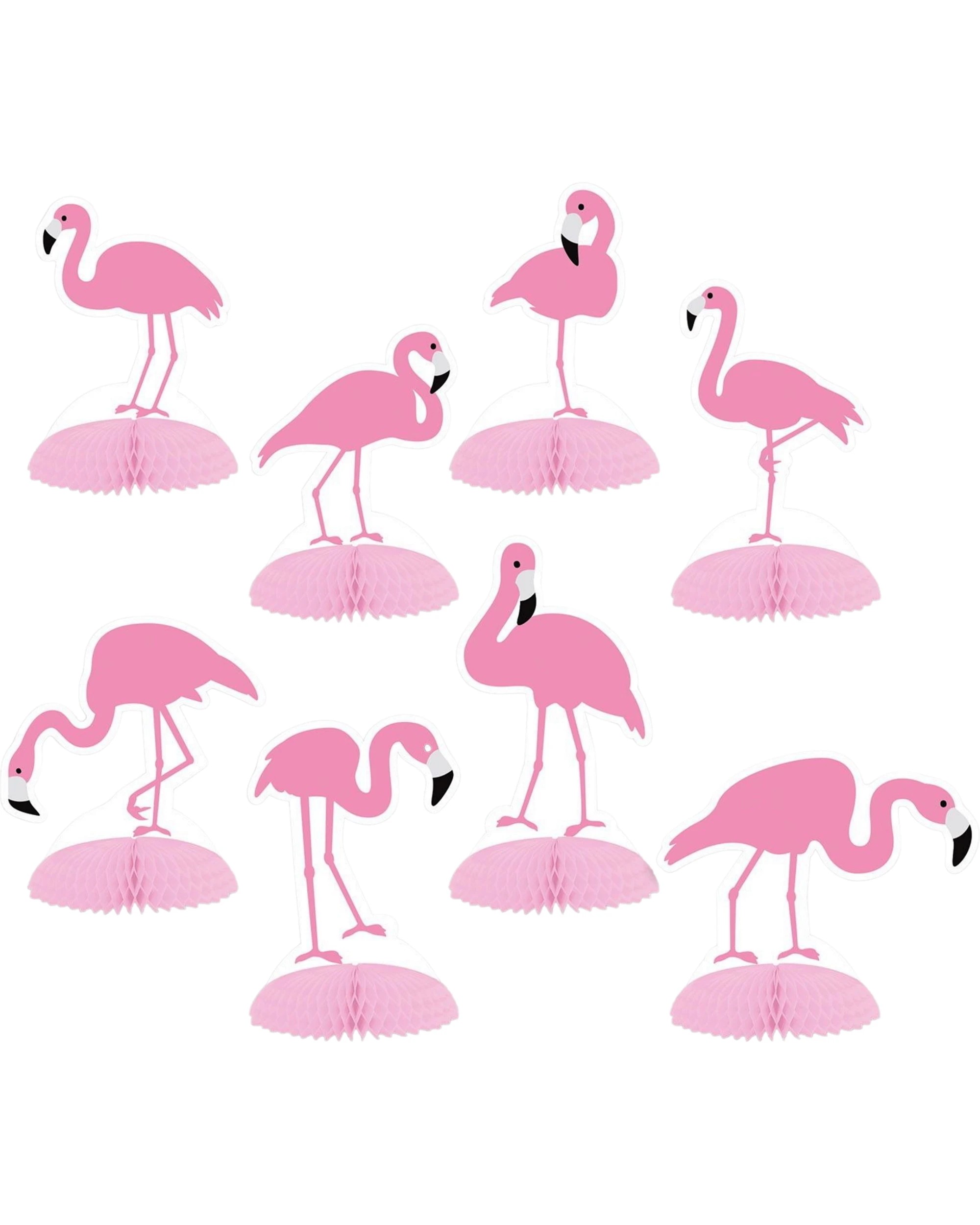 1 Beistle Mini Flamingo Honeycomb Centrepieces Pack of 8 - Pink, 1 of 1
