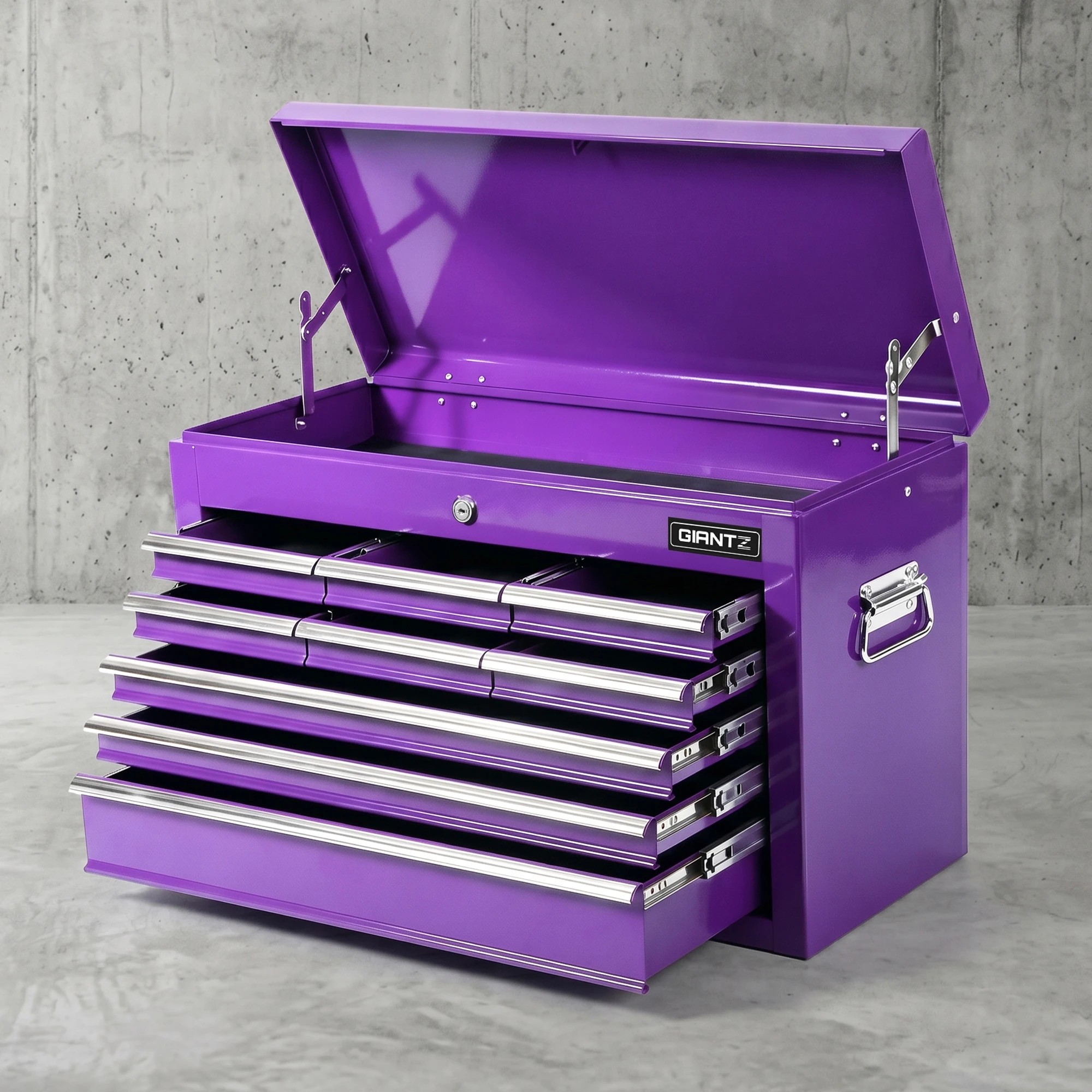 9 Giantz 9-Drawer Tool Cabinet Chest Toolbox Heavy Duty Garage Storage Organiser - Purple, 9 of 9