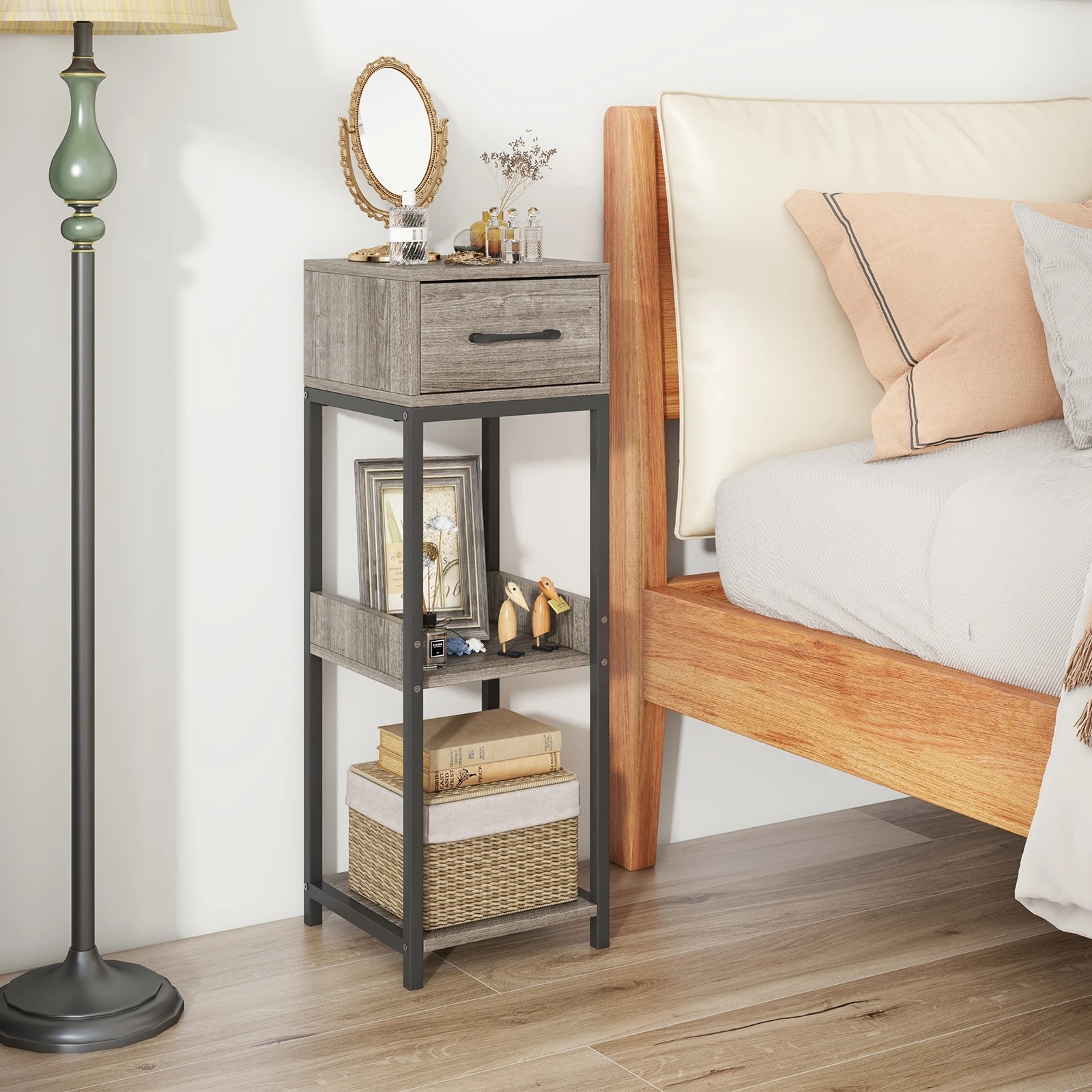 3 Costway 3-Tier Metal Plant Stand Flower Pot Holder Bookshelf w/Drawer Indoor Outdoor, 3 of 4