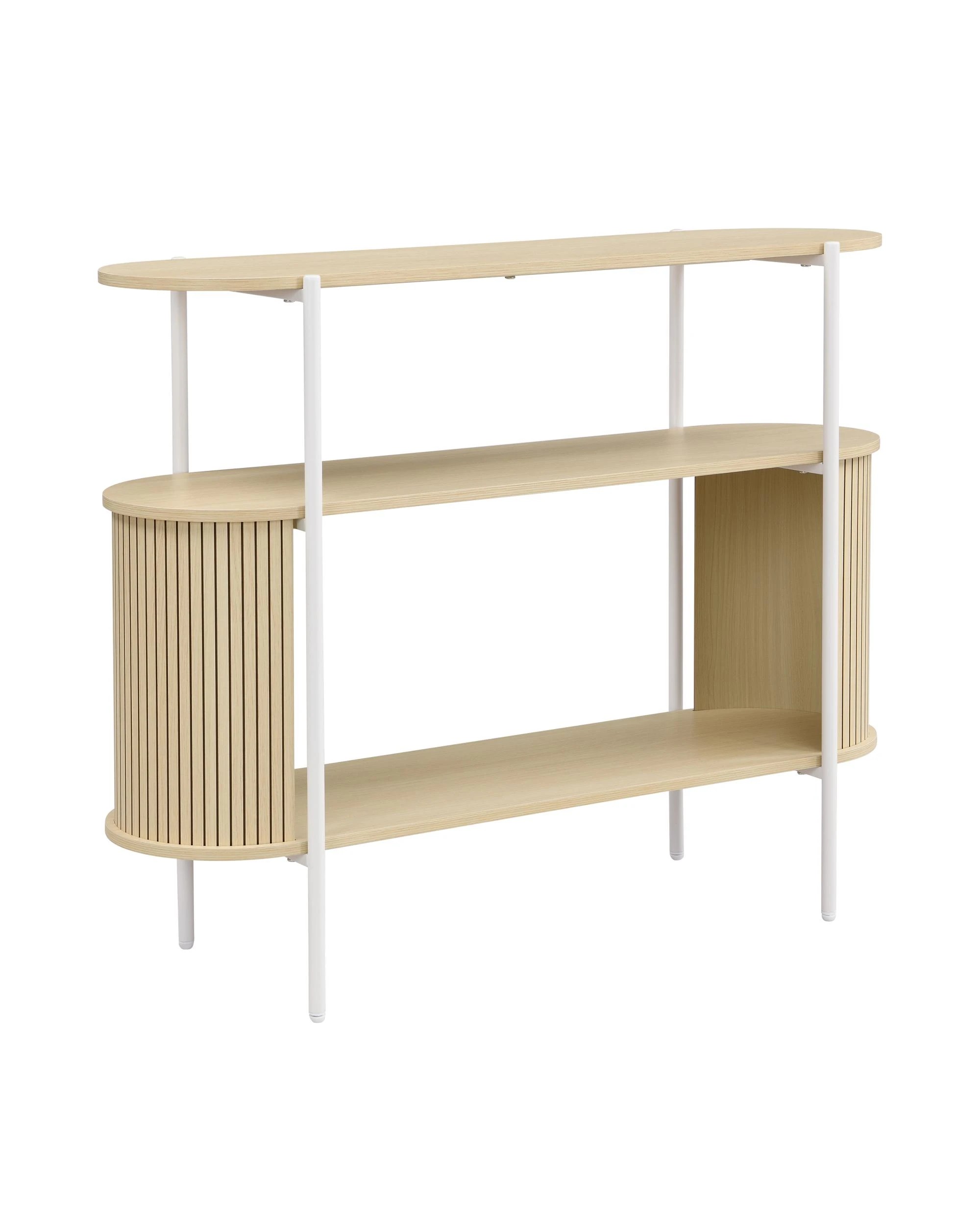1 Kodu Console Storage 2 Tier Light Oak - White, 1 of 9