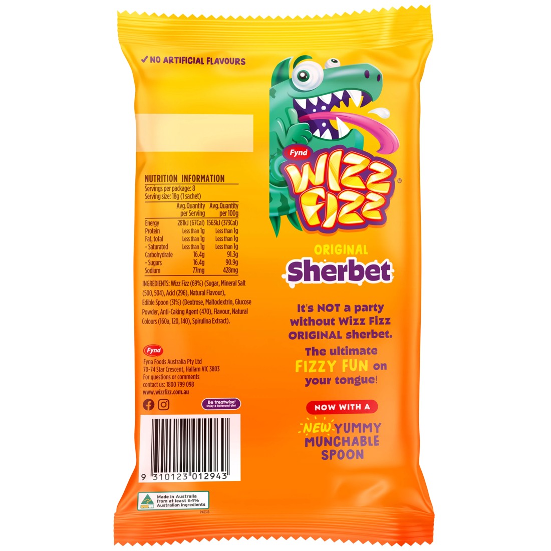 2 Fyna Wizz Fizz 8 Pack Original Sherbet 144g, 2 of 2