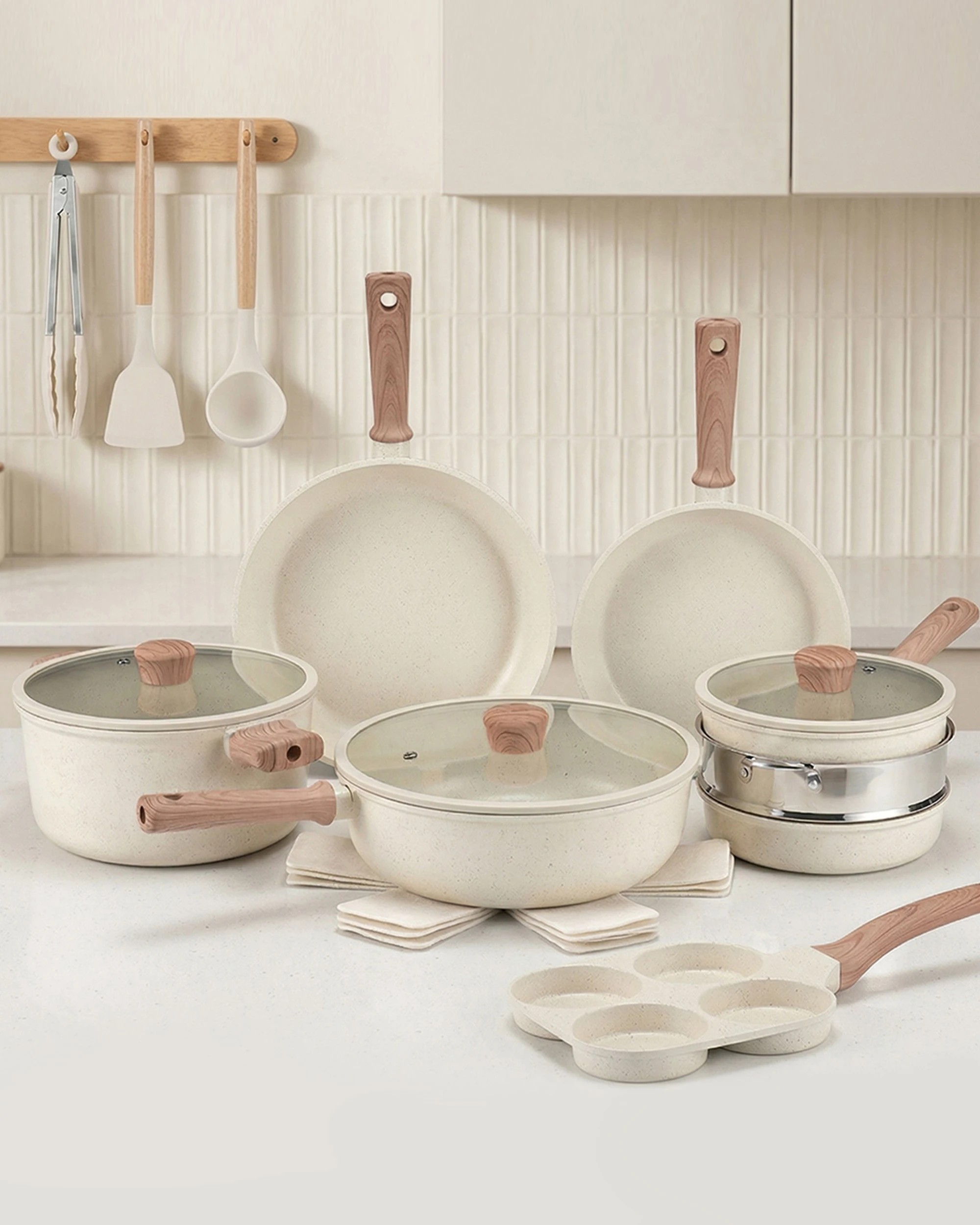 2 ZUNI 19PCS Nonstick Cookware Set Granite Coating Cooking Pots & Pans, 2 of 9