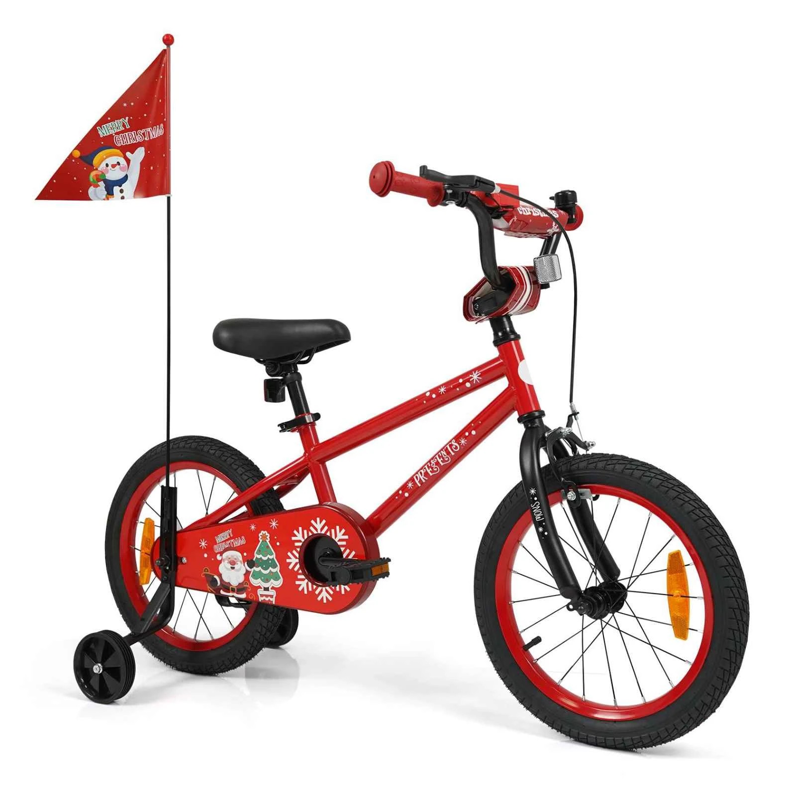 1 Costway 40CM Bike Training Bike Bicycle w/Music Flag Pneumatic Tires Seat Dual Brake Christmas Gift - Red, 1 of 1