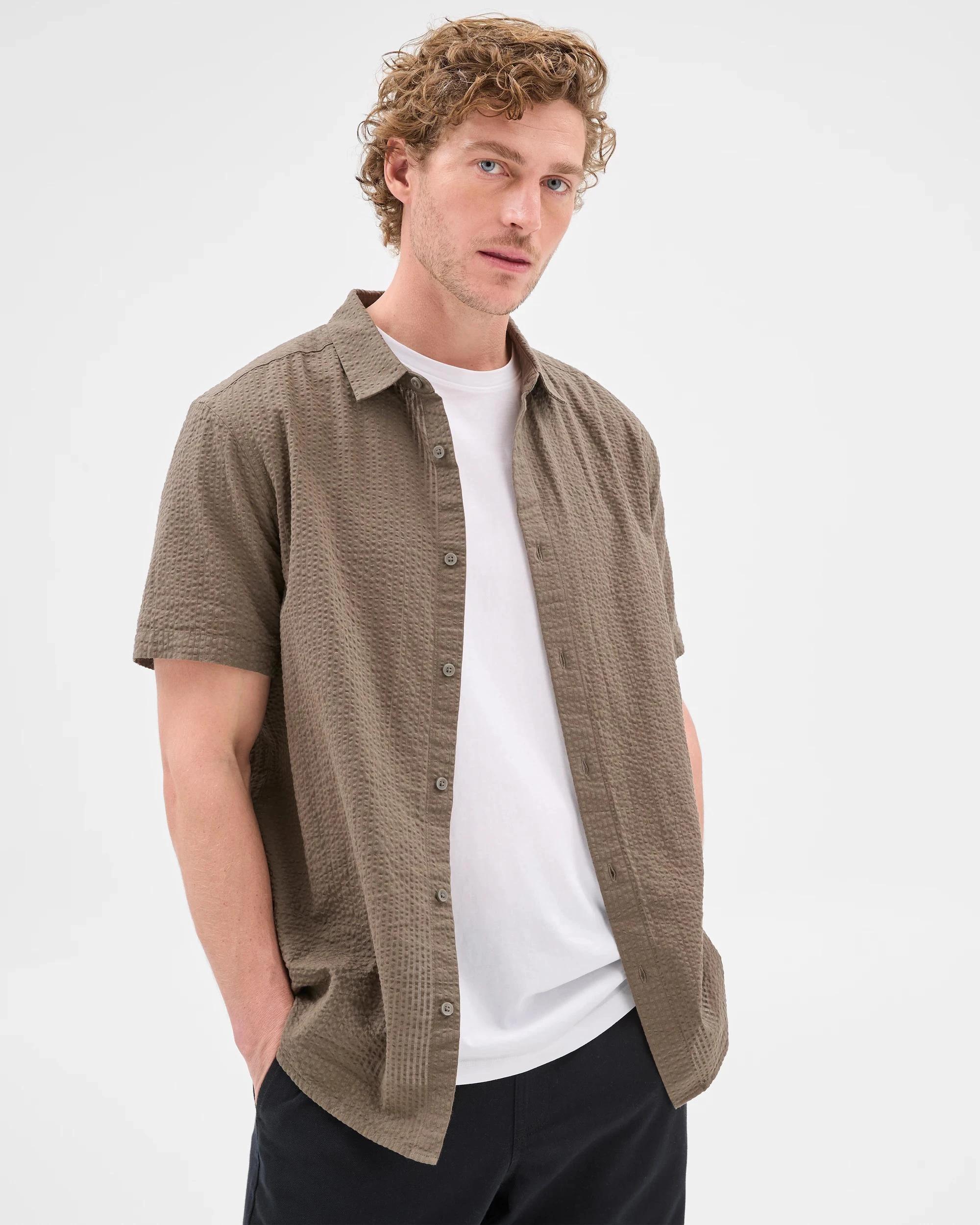 1 Target Australian Cotton Seersucker Shirt MUSHROOM, 1 of 7