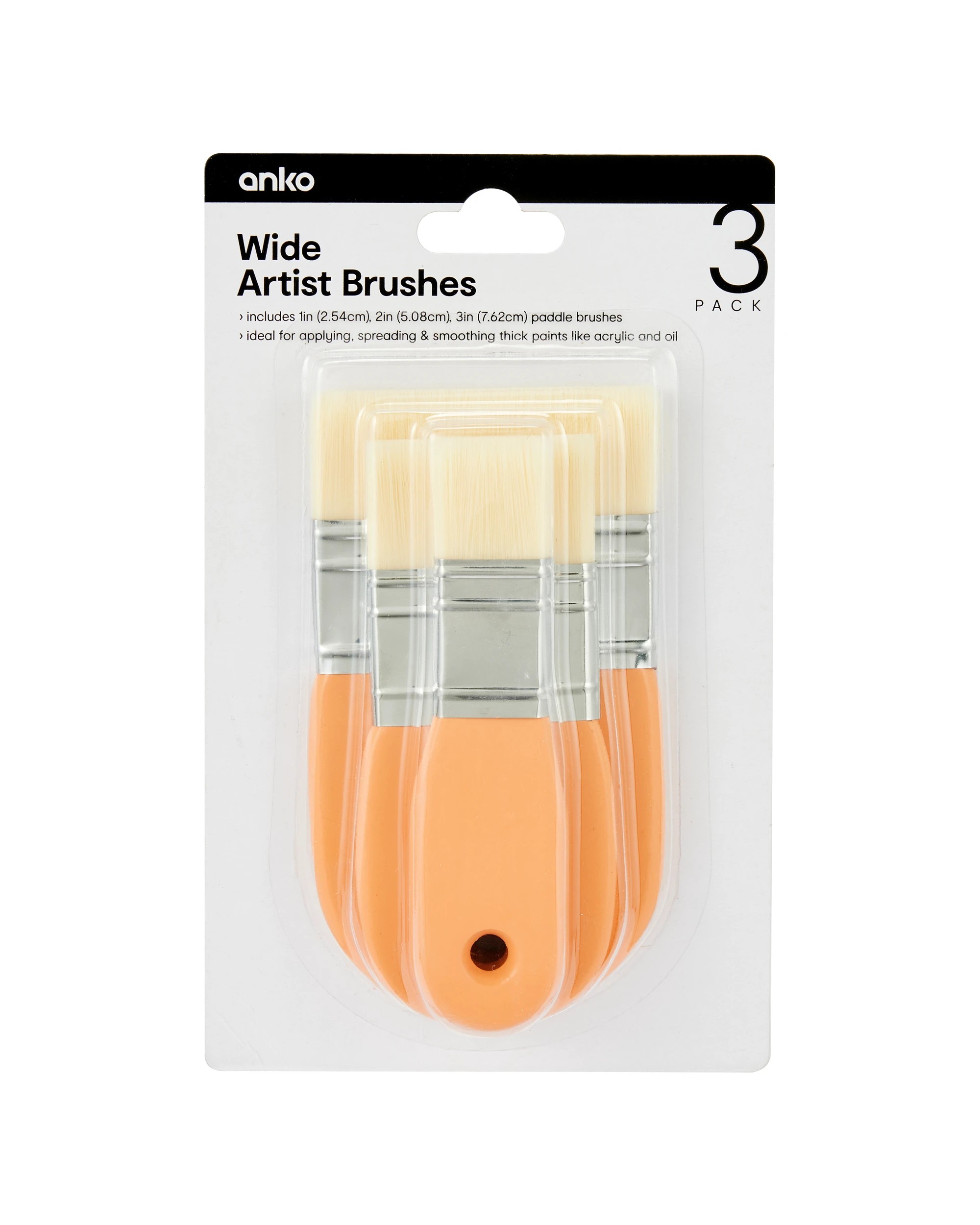 1 3 Pack Wide Artist Brushes, 1 of 2