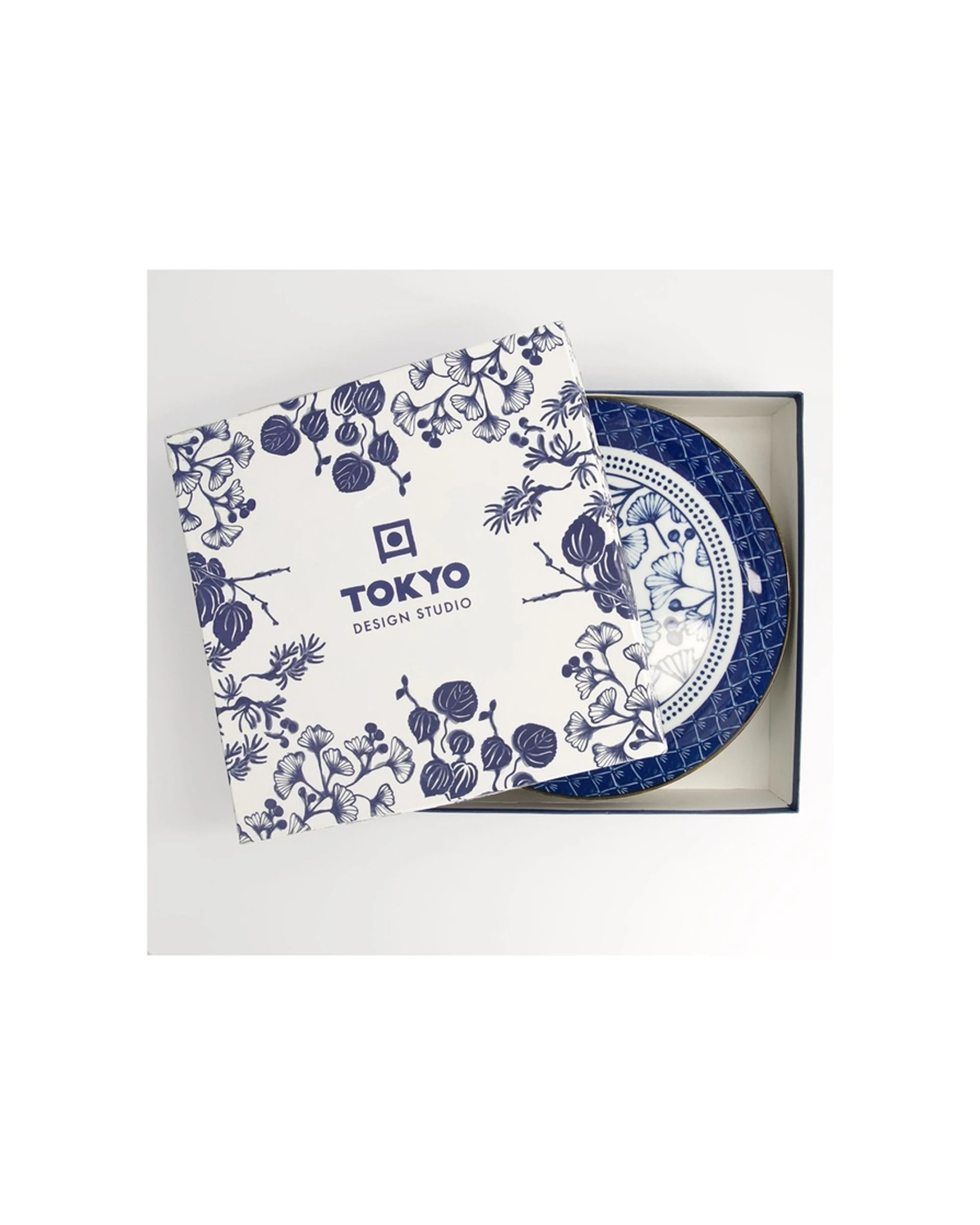 3 Tokyo Design 4pc Studio Flora Japonica Plate Set 25cm Mixed - Blue, 3 of 3