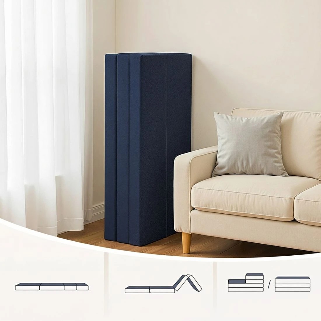 6 Giselle Foldable Mattress Folding Foam Mattresses Portable Floor Mat  Double - Double Bed - Blue, 6 of 9