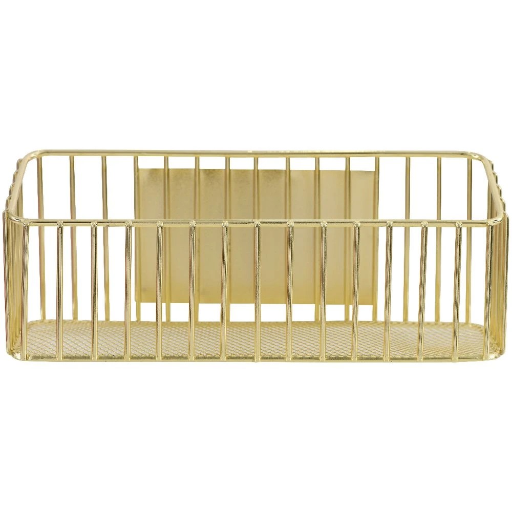 2 Otto Wide Magnetic Storage Basket Gold Wire, 2 of 4