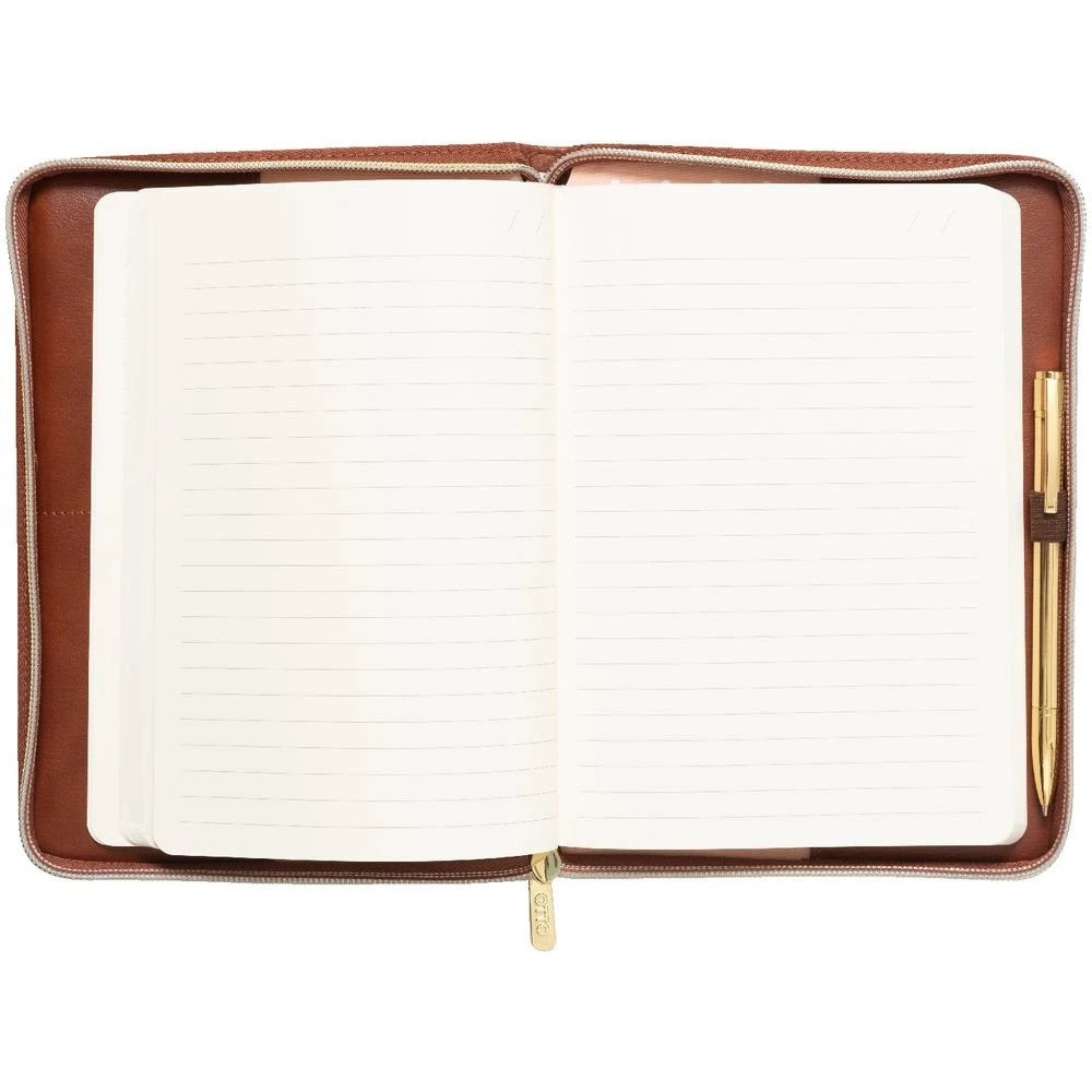2 Otto Gold Zipper Notebook Tan, 2 of 3
