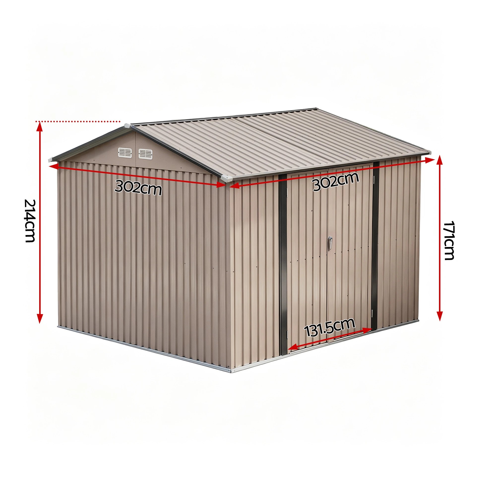 3 Giantz 3X3M Garden Shed Outdoor Storage Backyard Tool Shed Galvanized Steel - Brown, 3 of 7