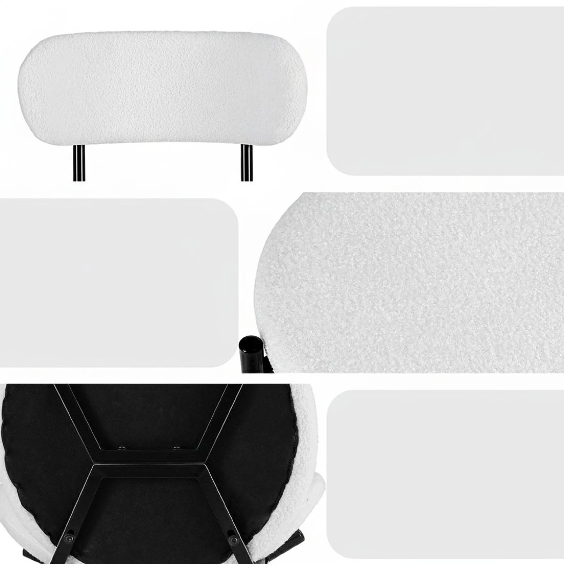 6 Artiss Dining Chairs Set of 4 Sherpa Boucle - White, 6 of 6