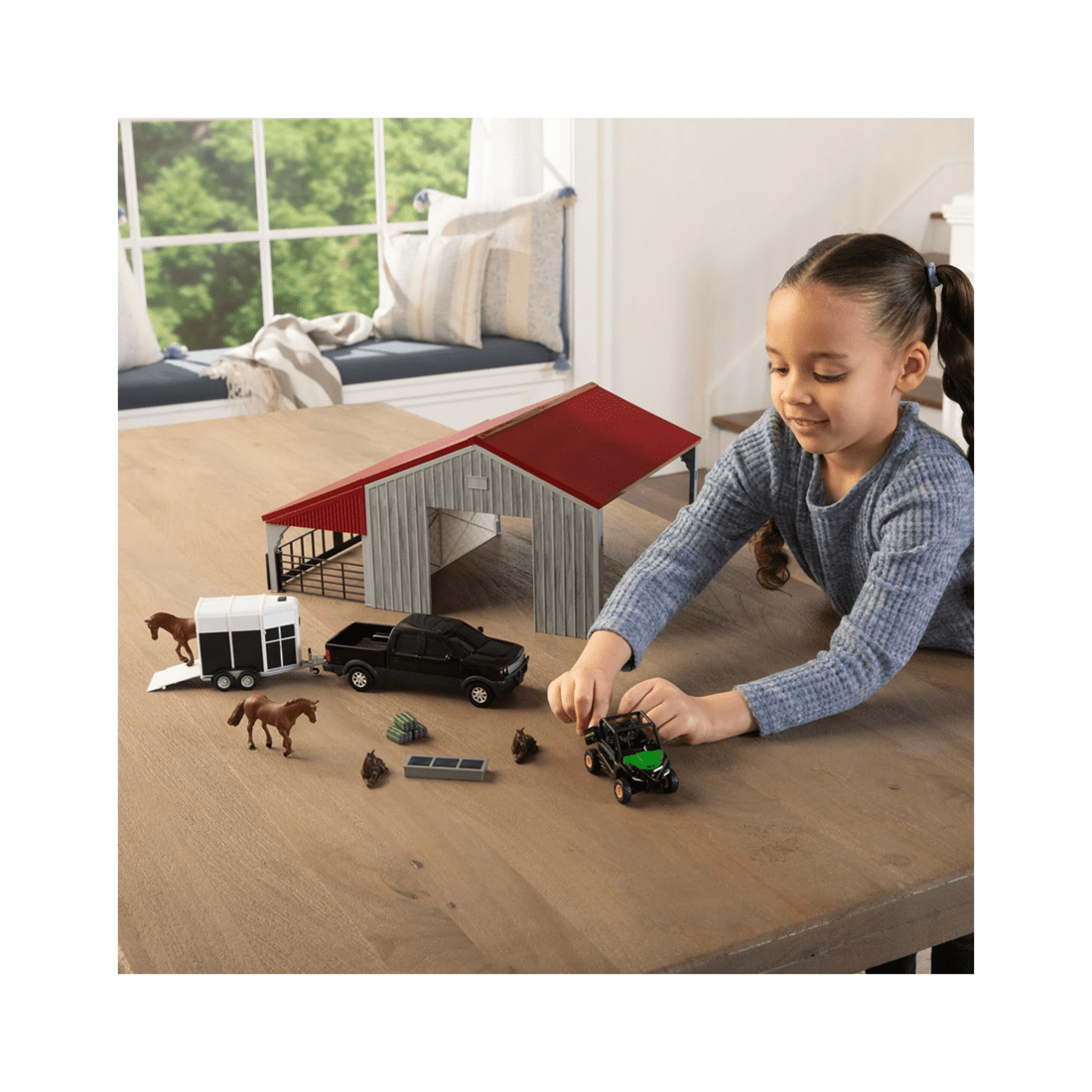 5 John Deere Weathered Barn Play Set With Pickup Horse Trailer 1 32 Scale 3 Years Plus. - Grey, 5 of 8