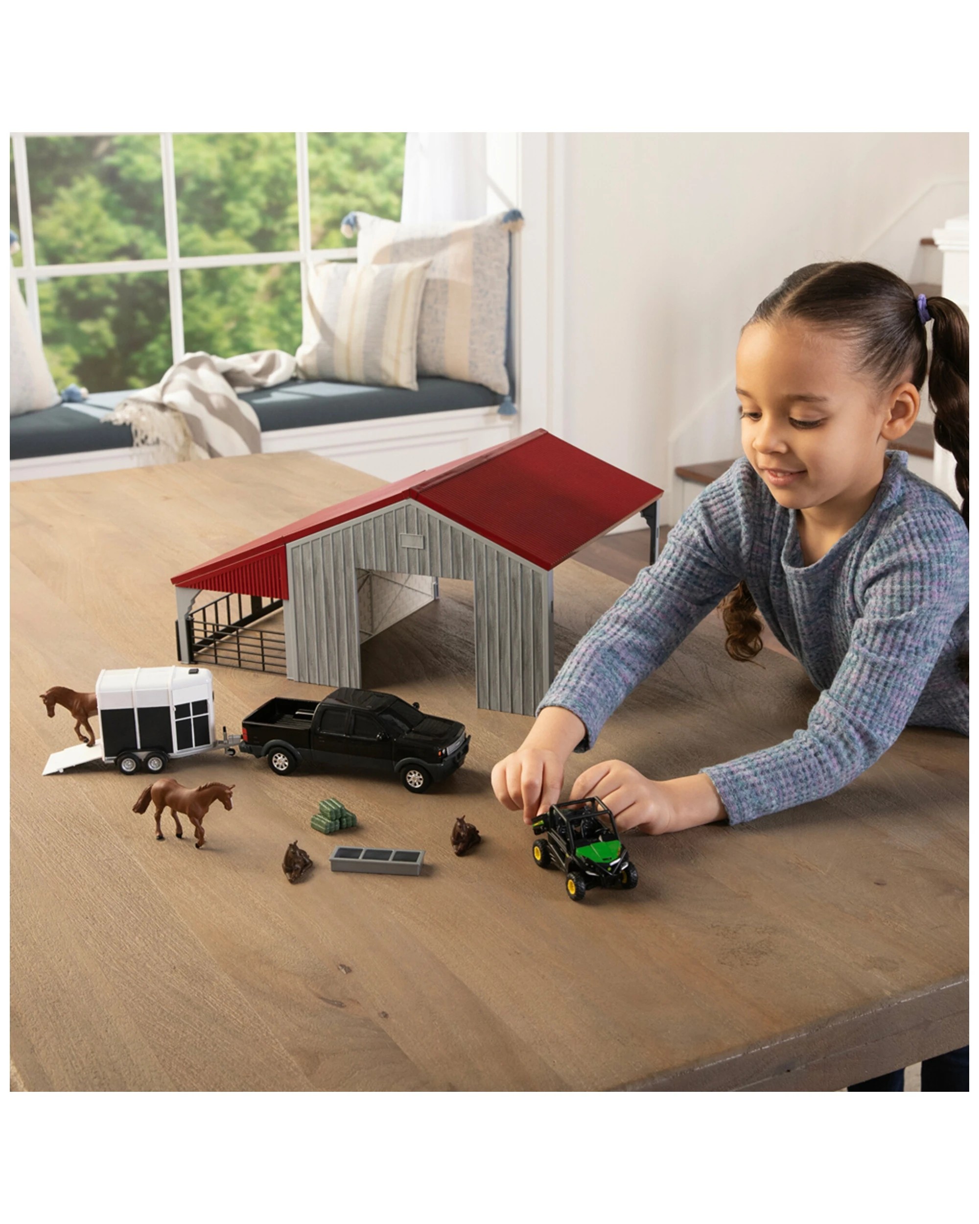 5 John Deere Weathered Barn Play Set With Pickup Horse Trailer 1 32 Scale 3 Years Plus. - Grey, 5 of 8