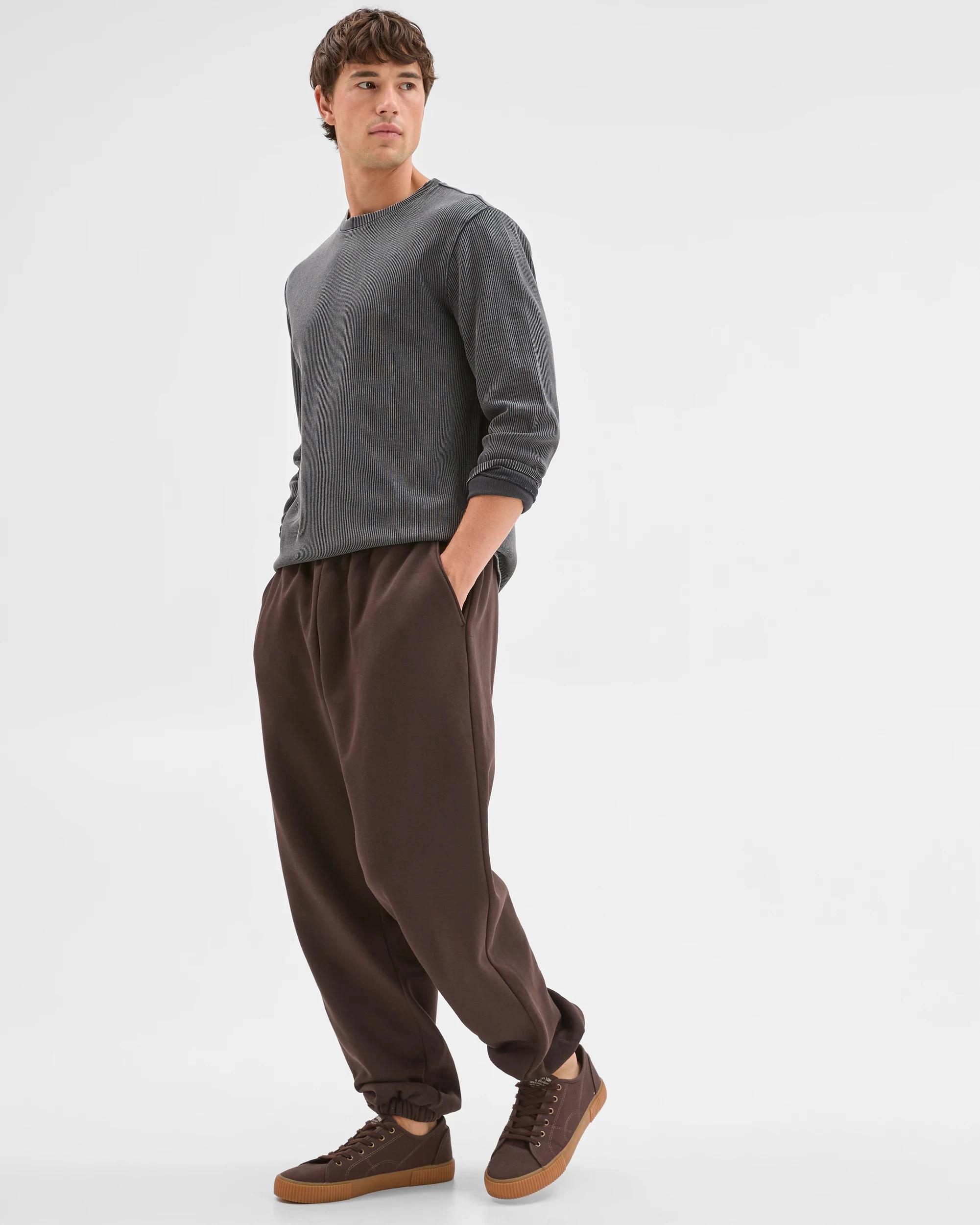 2 Commons Australian Cotton Blend Heavyweight Cuffed Trackpants DARK BROWN, 2 of 6