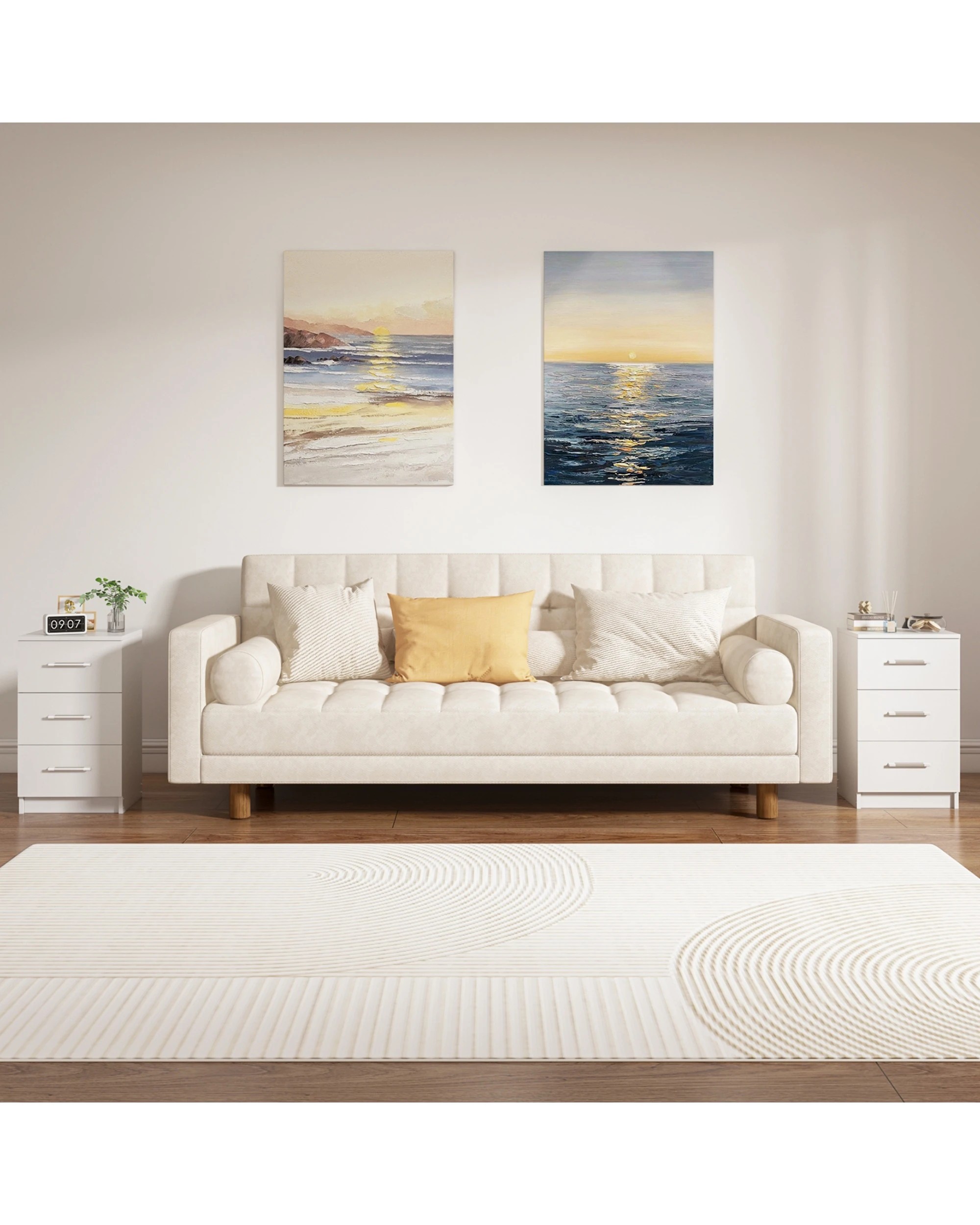 9 Advwin 3 Drawer Bedside Table Set of 2 White, 9 of 9