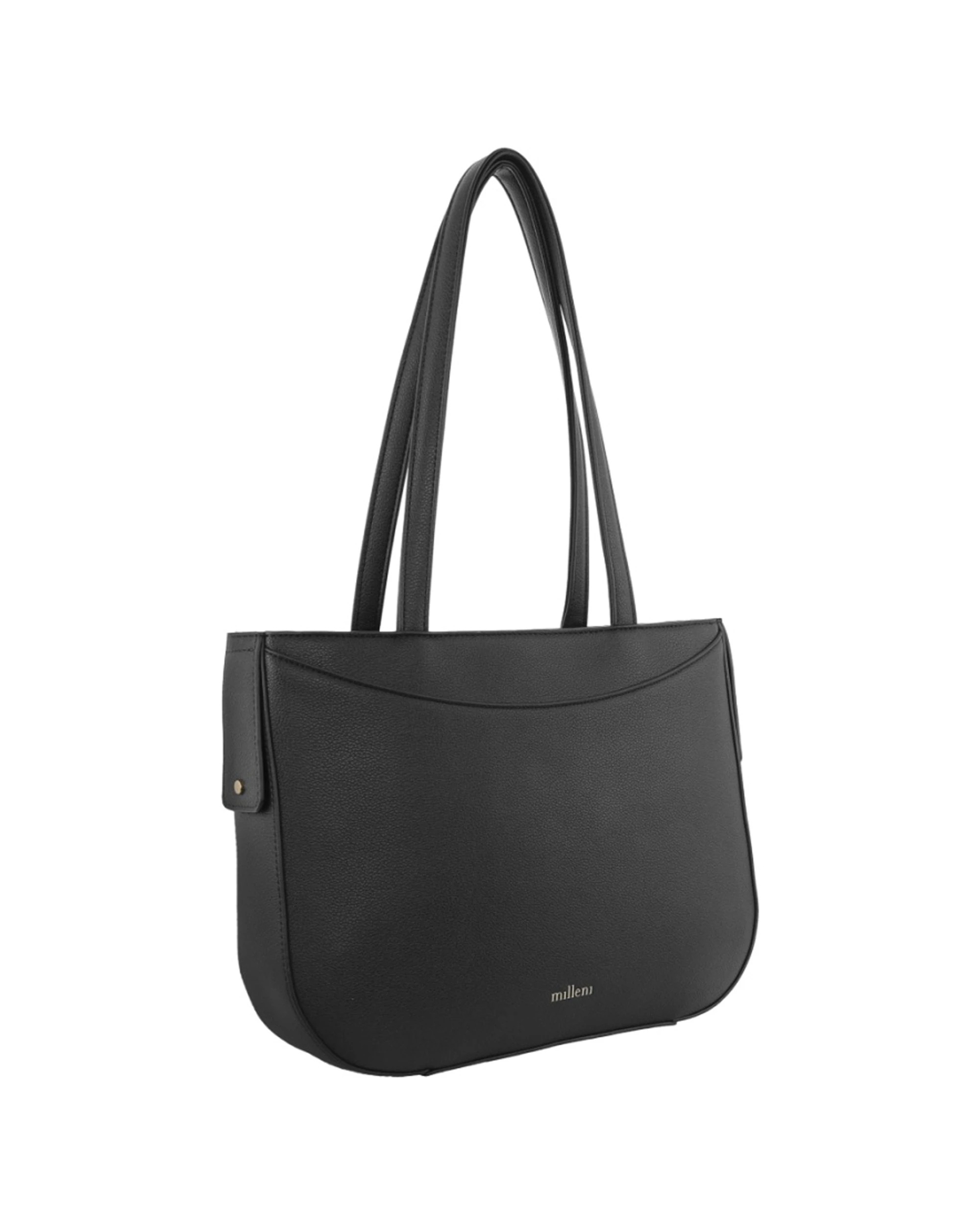 1 Milleni Women's Handbag Vegan Leather Fashion Double Shoulder Tote Bag - Black, 1 of 3