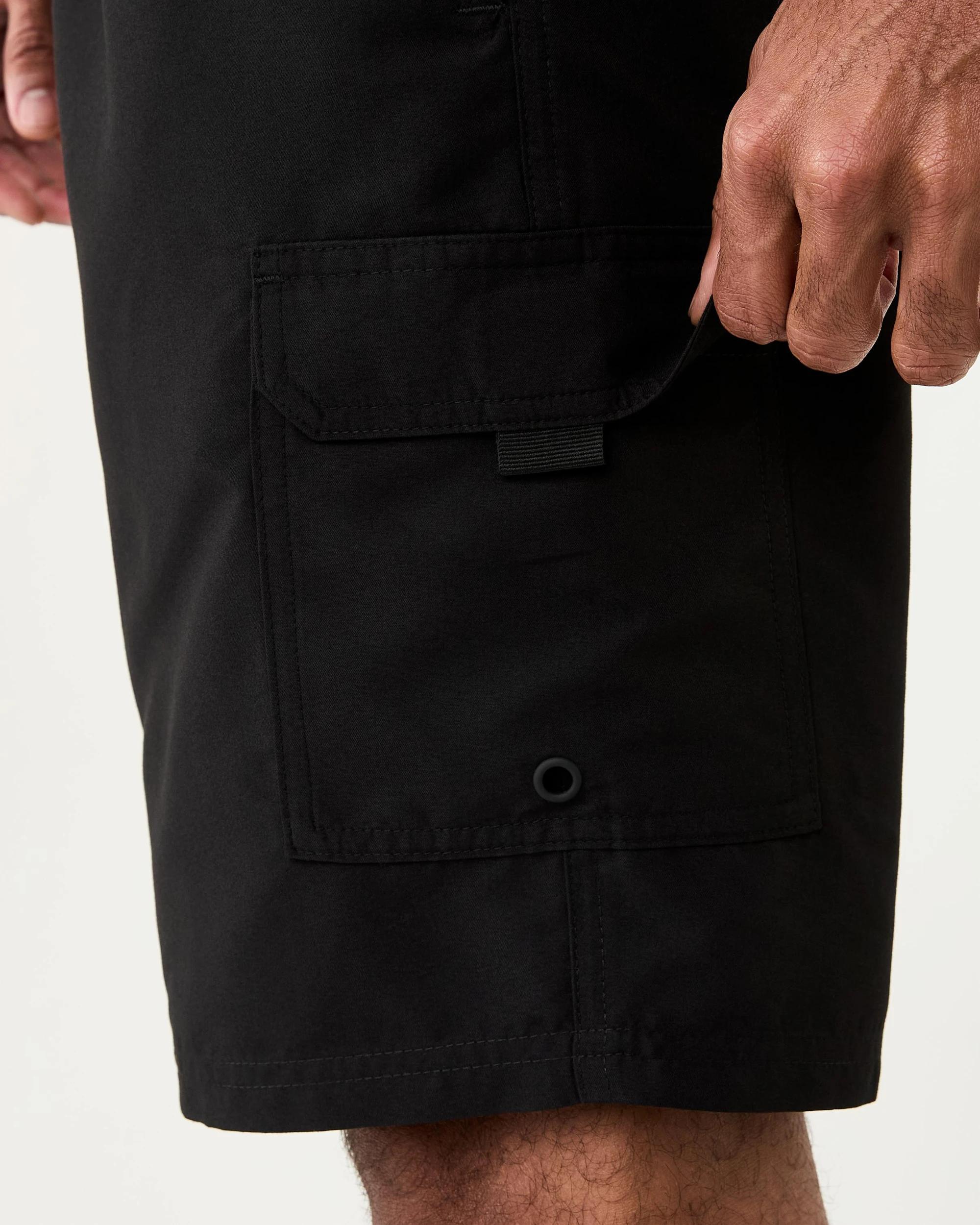 6 Elastic Waist Regular Cargo Boardshorts Black, 6 of 7