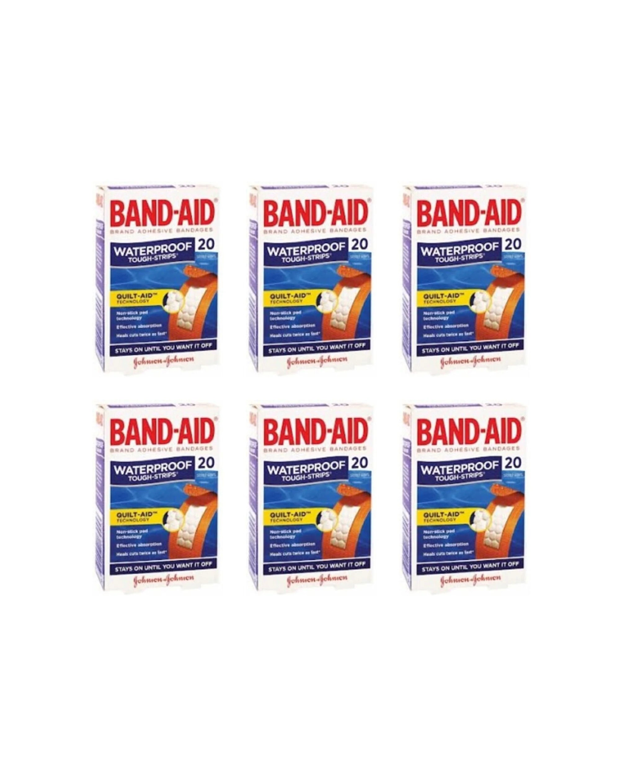 1 Band-Aid 6x 20pc Tough Strips Waterproof Adhesive Bandages Non-Stick Pad - Beige, 1 of 2