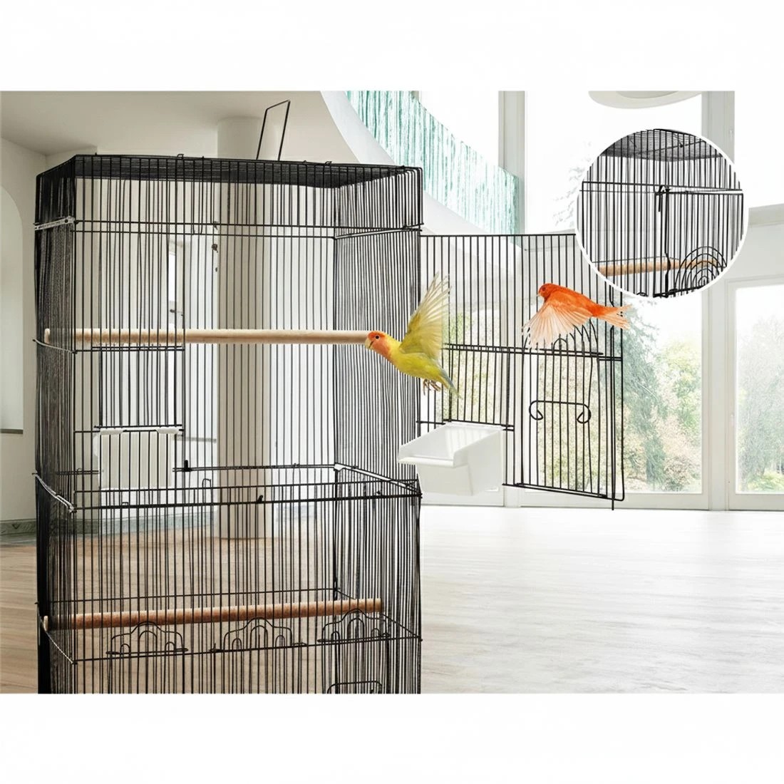 4 i.Pet Bird Cage 88cm Large Aviary - Black, 4 of 8