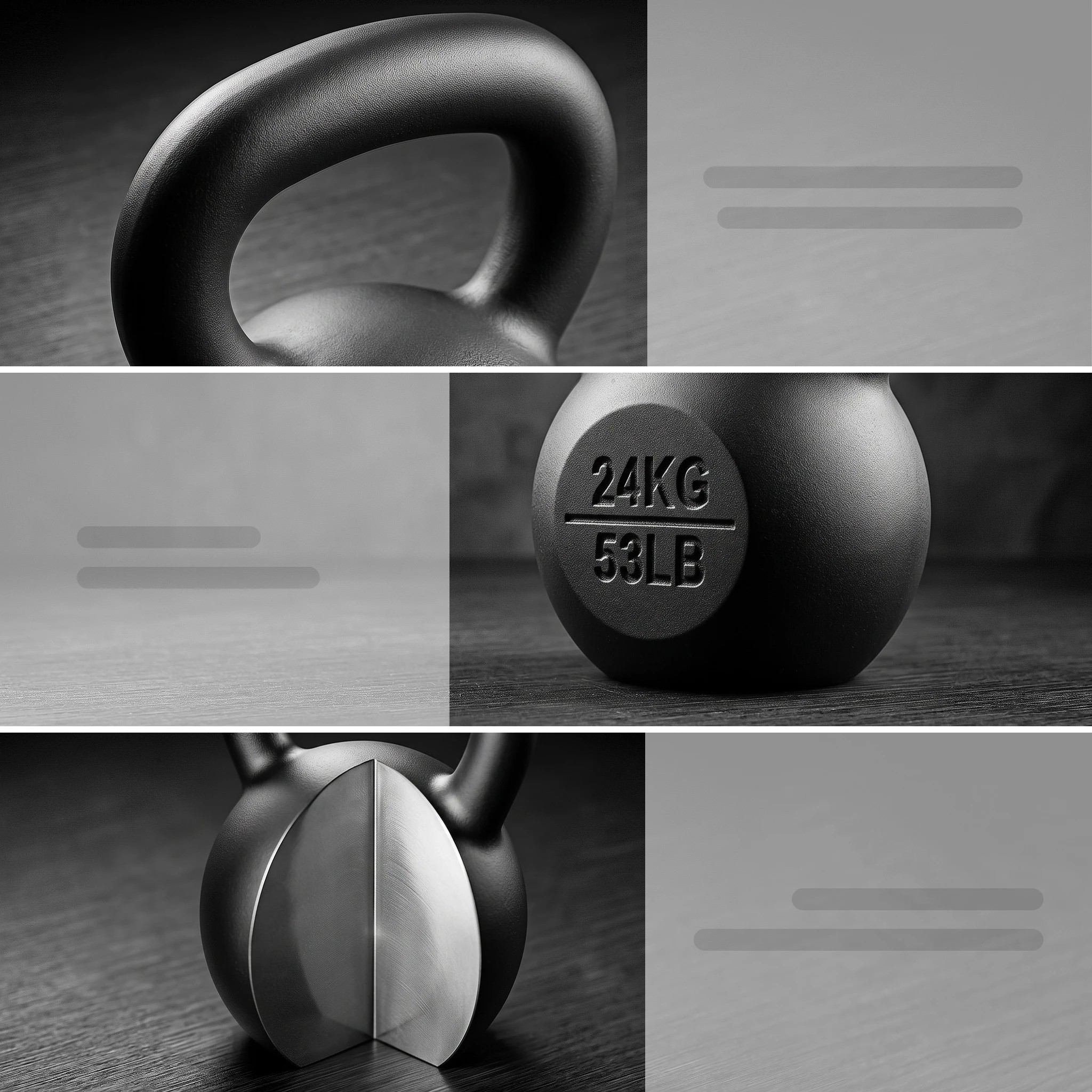 4 Everfit 24kg Cast Iron Kettlebell Powder Coating Flat Bottom Home Gym - Black, 4 of 8