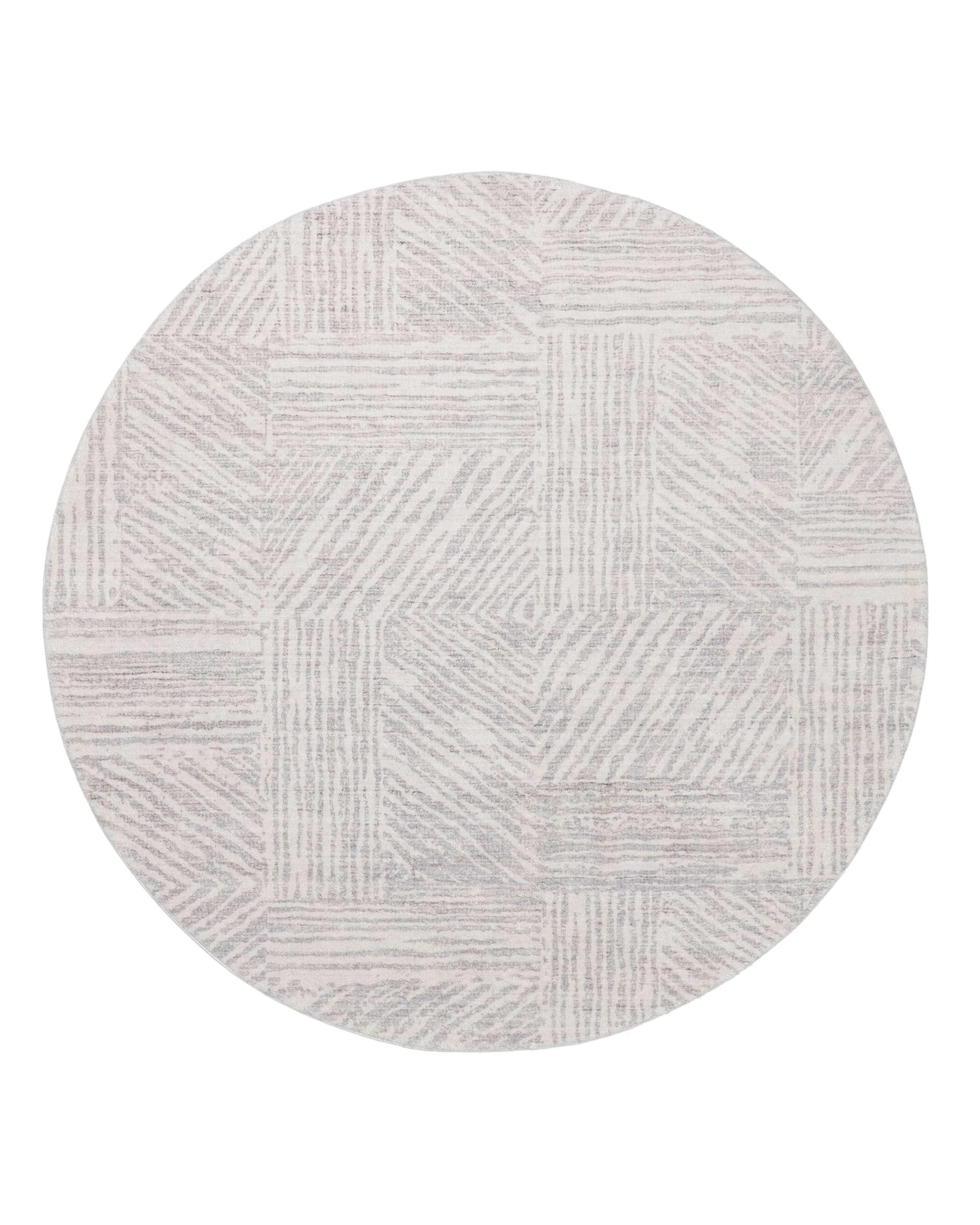 1 Loopsie Obu Geometric Washable Round Rug-200cm x 200cm - Grey, 1 of 8