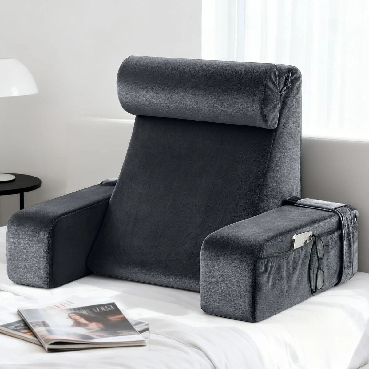 2 AUSWAY Bed Backrest Pillow Set Back Neck Support Arm Rest Cushion, 2 of 3
