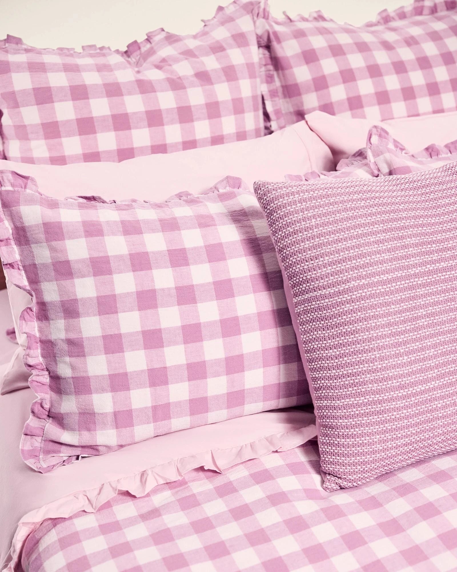 3 Target Lulu Gingham Linen/Cotton European Pillowcase - Queen Bed - Pink, 3 of 3