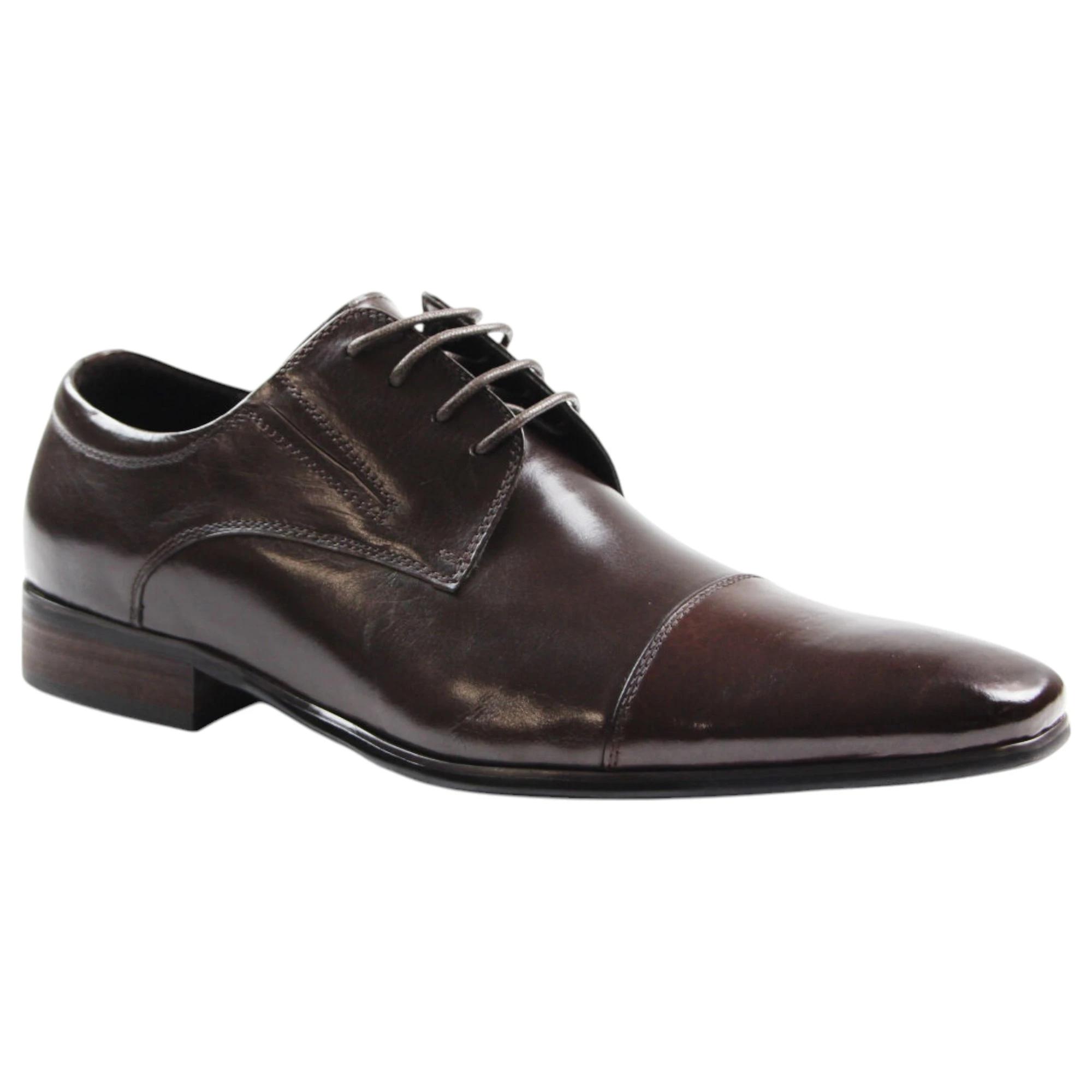1 Zasel Mens Parker Leather Lace Up Work Formal Dress Casual Shoes BROWN, 1 of 3