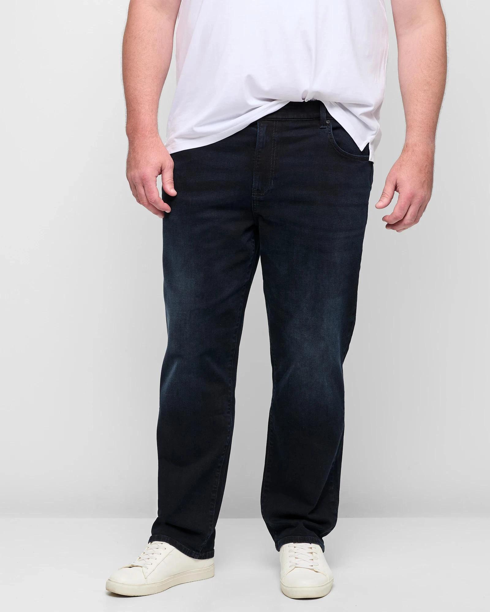 1 Target Man Plus Plus Size Straight Stretch Denim Jeans BLUE + BLACK, 1 of 5