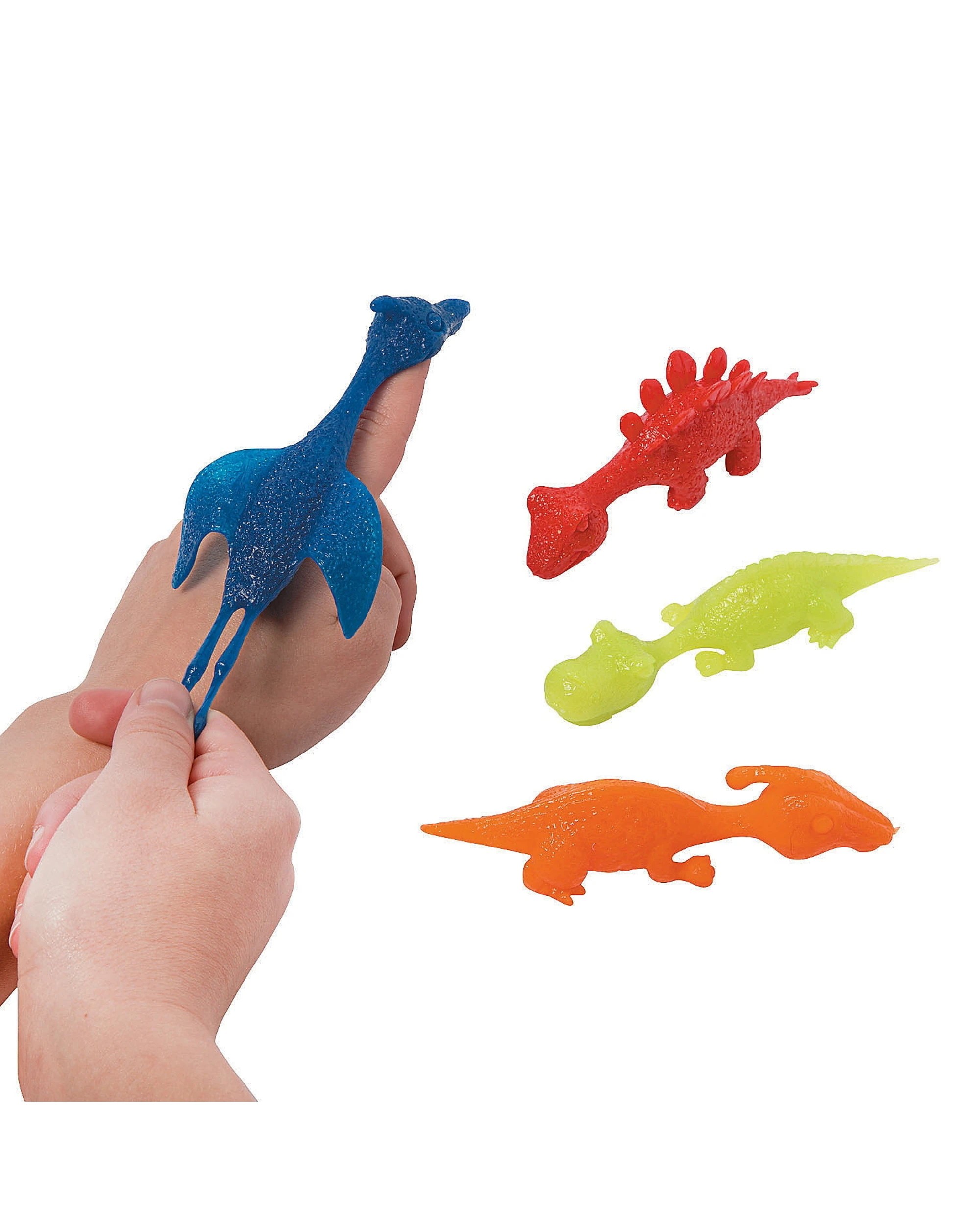 1 Partyrama Stretchy Dinosaur Flingers Toys Pack of 12, 1 of 1