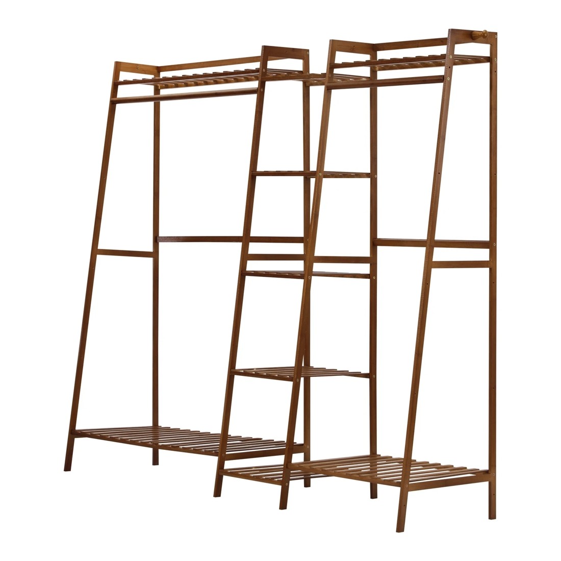 7 Oikiture Clothes Rack Open Wardrobe Garment Coat Hanging Rail Bamboo 9 Shelves
 - Natural, 7 of 10