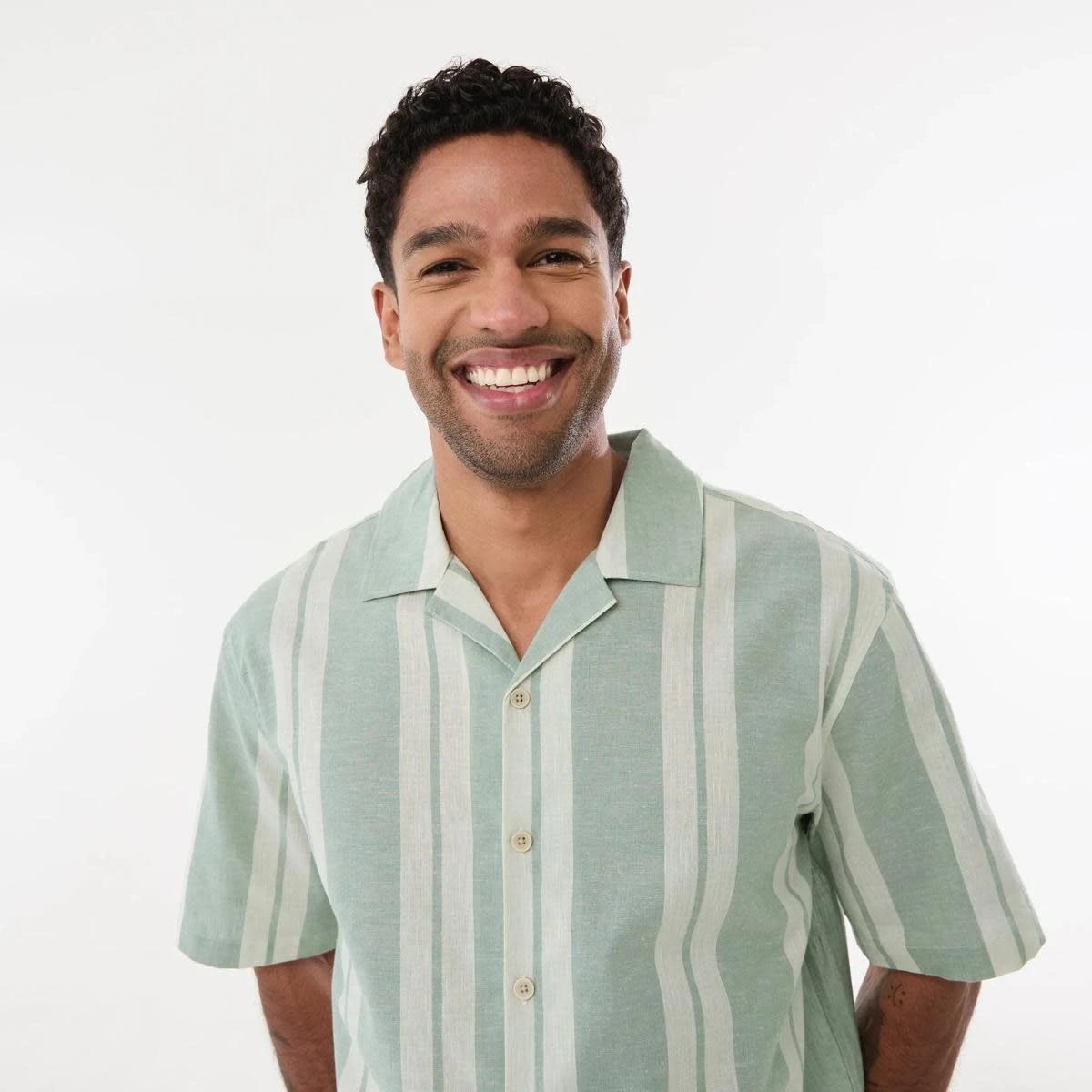 4 Short Sleeve Cotton Linen Stripe Shirt LILY STRIPE, 4 of 5