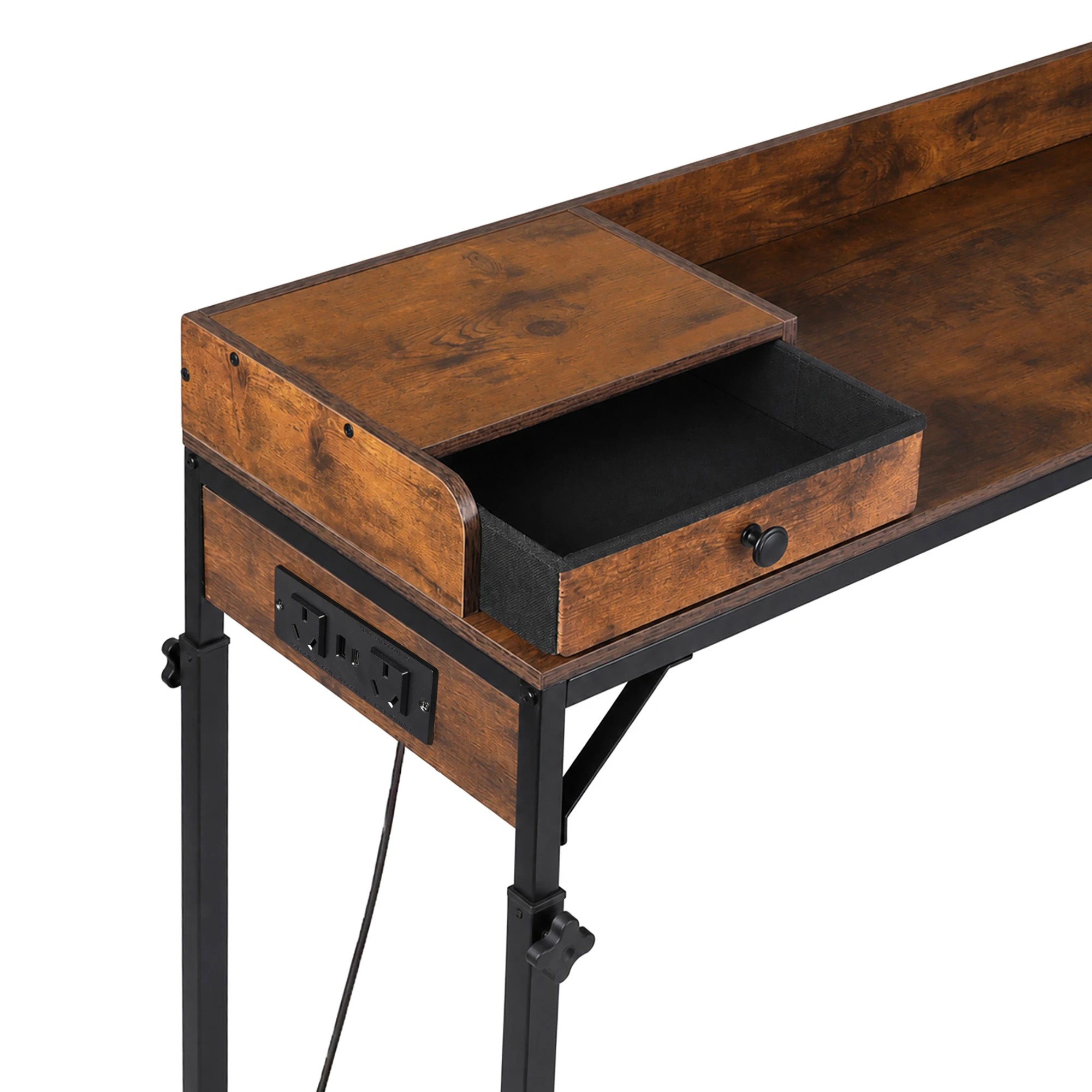Levede Overbed Table 180cm 84-109cm Mobile with Charging Station ...