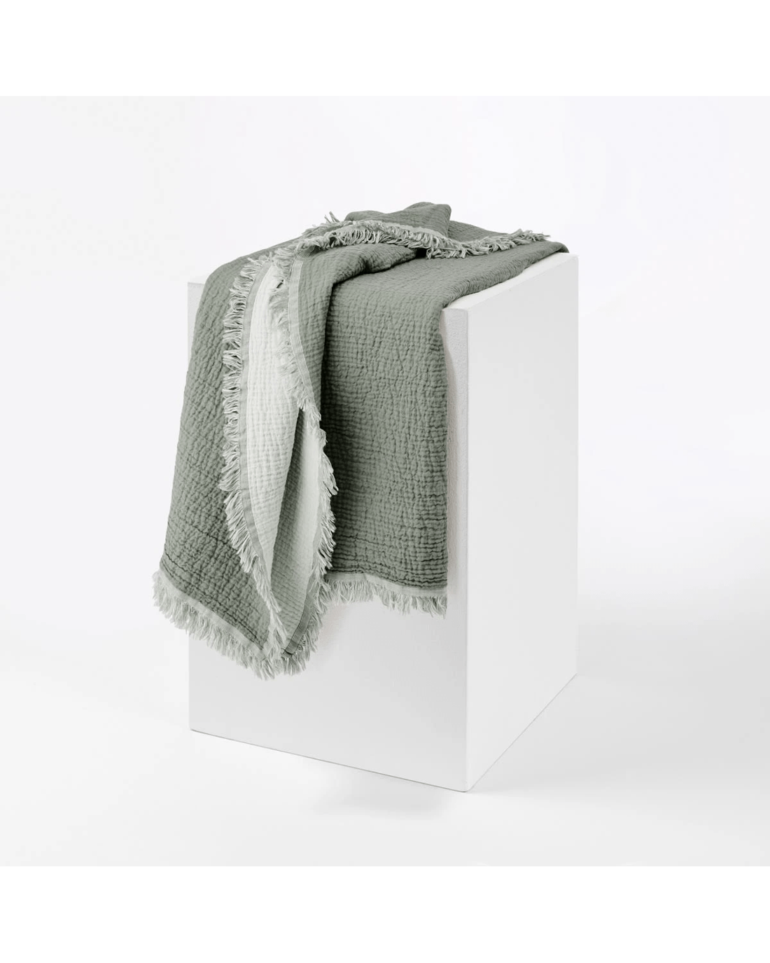 1 Reversible Muslin Throw - Sage, 1 of 6