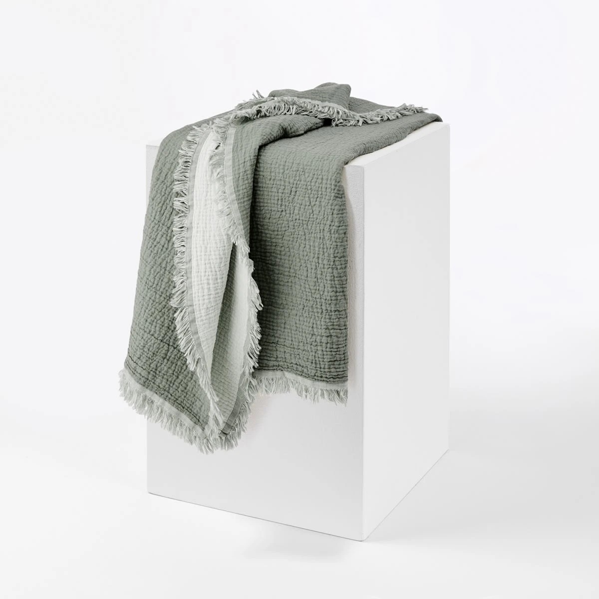 1 Reversible Muslin Throw - Sage, 1 of 6